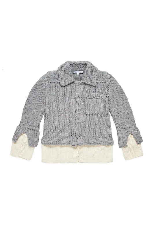 JW ANDERSON HAND KNIT LAYERED OVERSHIRT SWEATER GREY