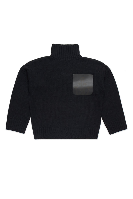 JW Anderson Leather Patch Pocket Jumper Black 9031