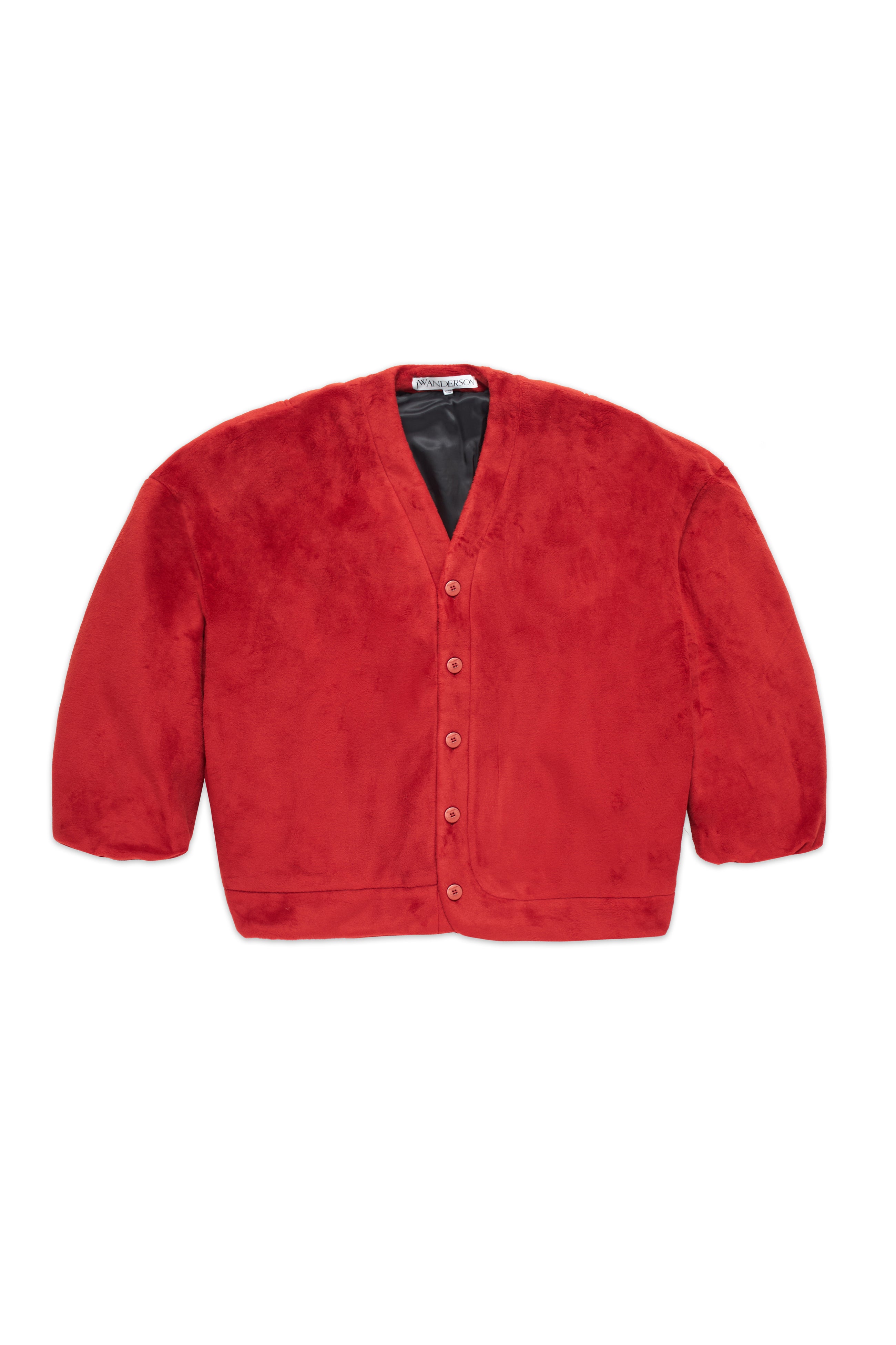 JW Anderson Oversized V-Neck Cardigan Sweater Red 9010