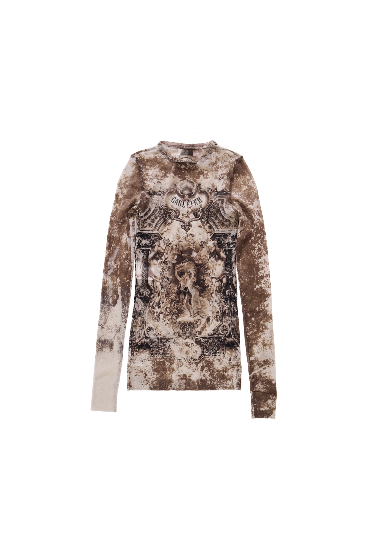 Jean Paul Gaultier Mesh The Médaillon Long Sleeve Top Beige