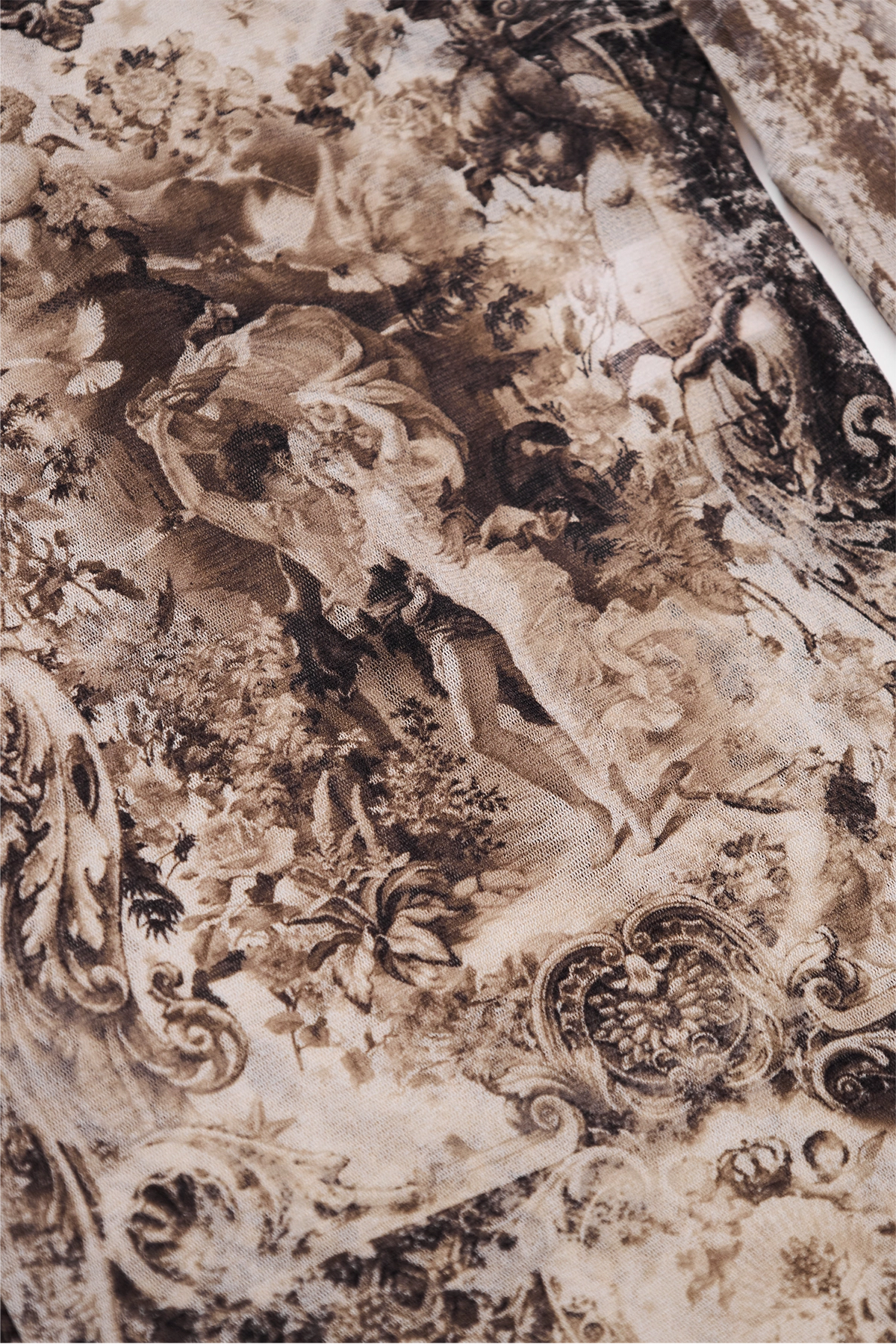 Jean Paul Gaultier Mesh The Médaillon Long Sleeve Top Print Detail