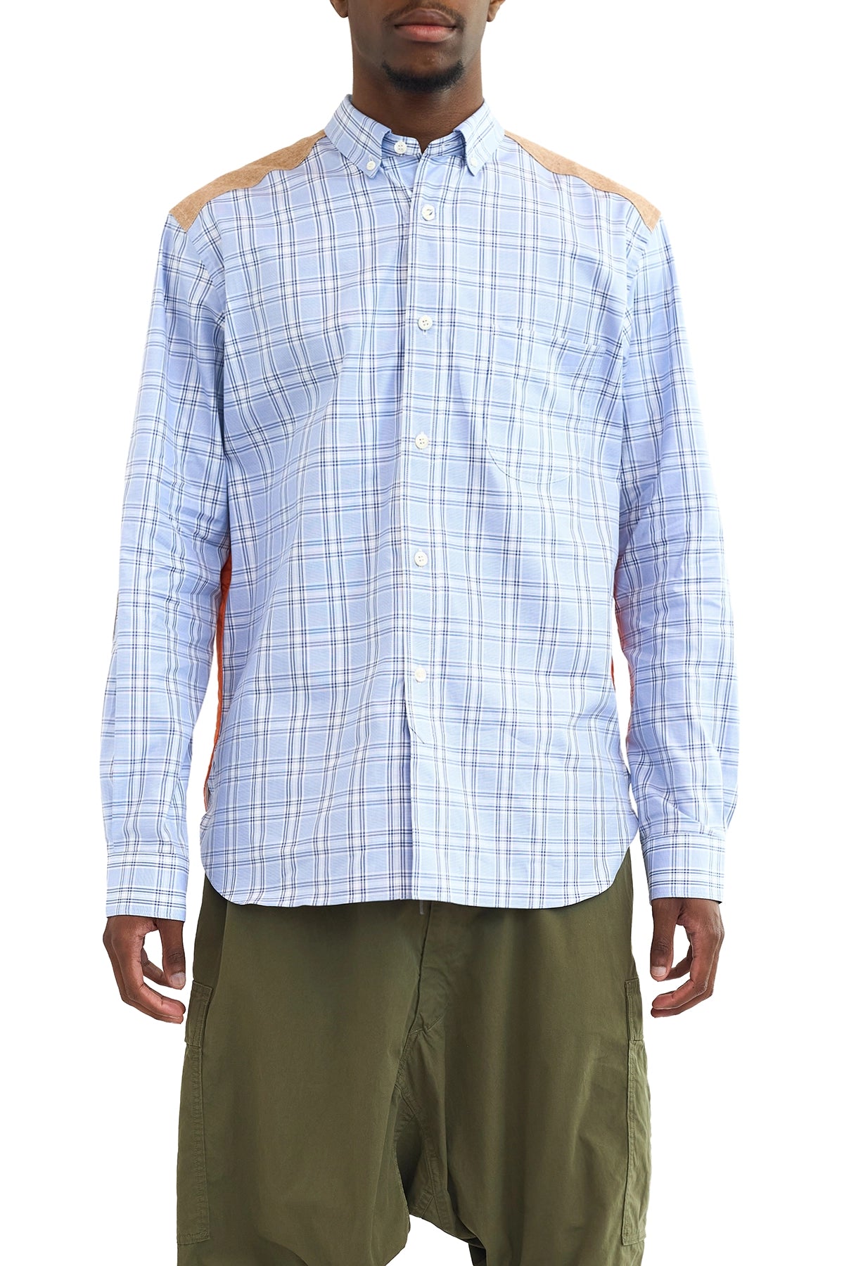 AYA213 Junya Watanabe Man Check Shirt With Padded Back Blue – ESSXNYC