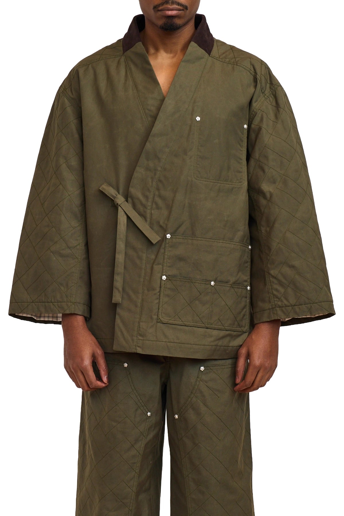 Kenzo Weave Kimono Coat Dark Khaki