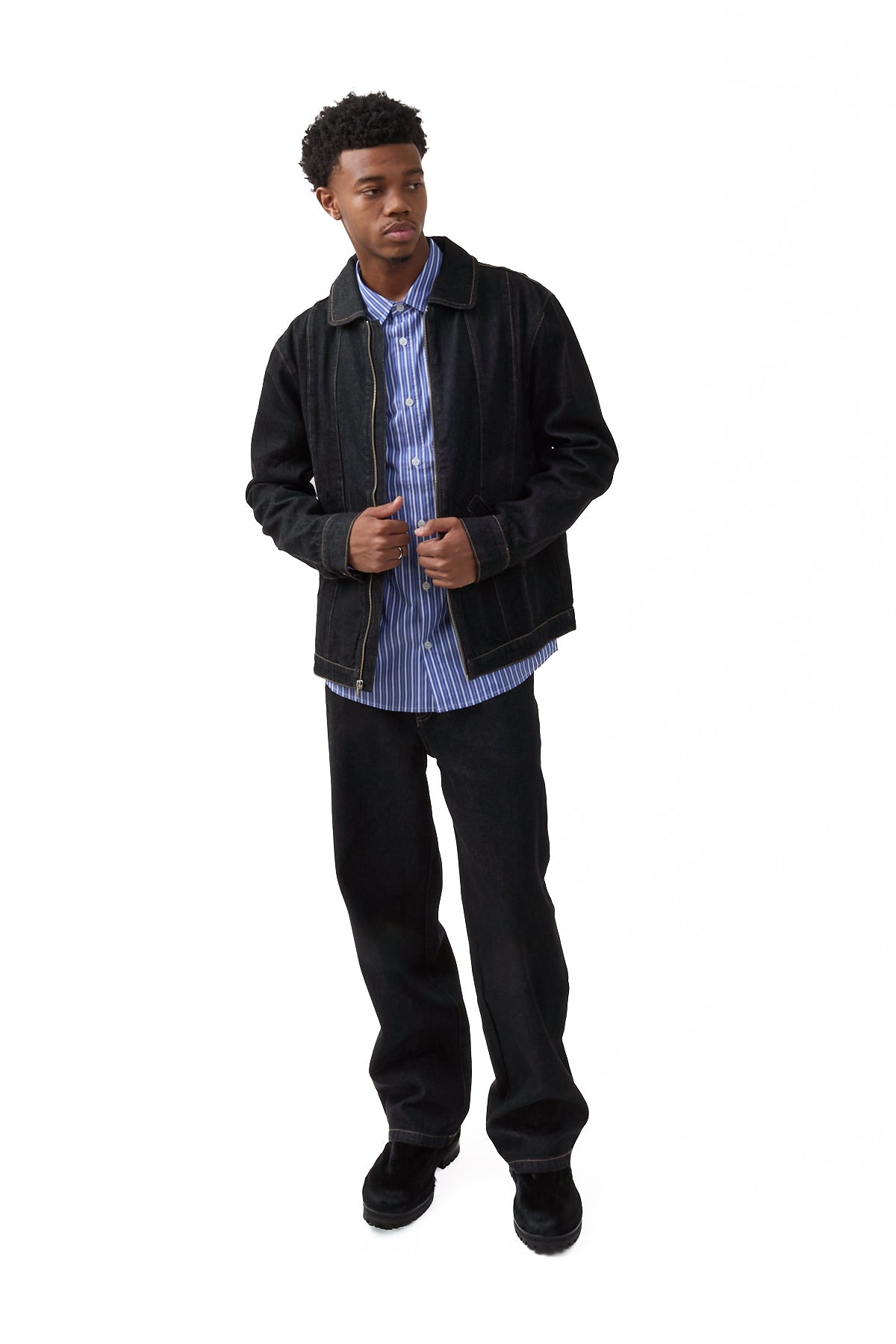 Krost Denim Combo Jacket Black – ESSXNYC