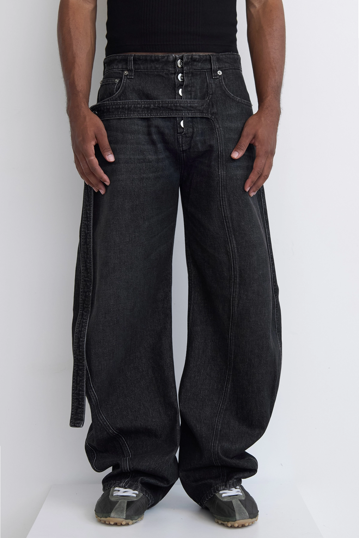 Jean Paul Gaultier Low Waist Strap Detail Jean Vintage Black – ESSXNYC Jean Paul Gaultier Low Waist Strap Detail Jean Vintage Black – ESSXNYC