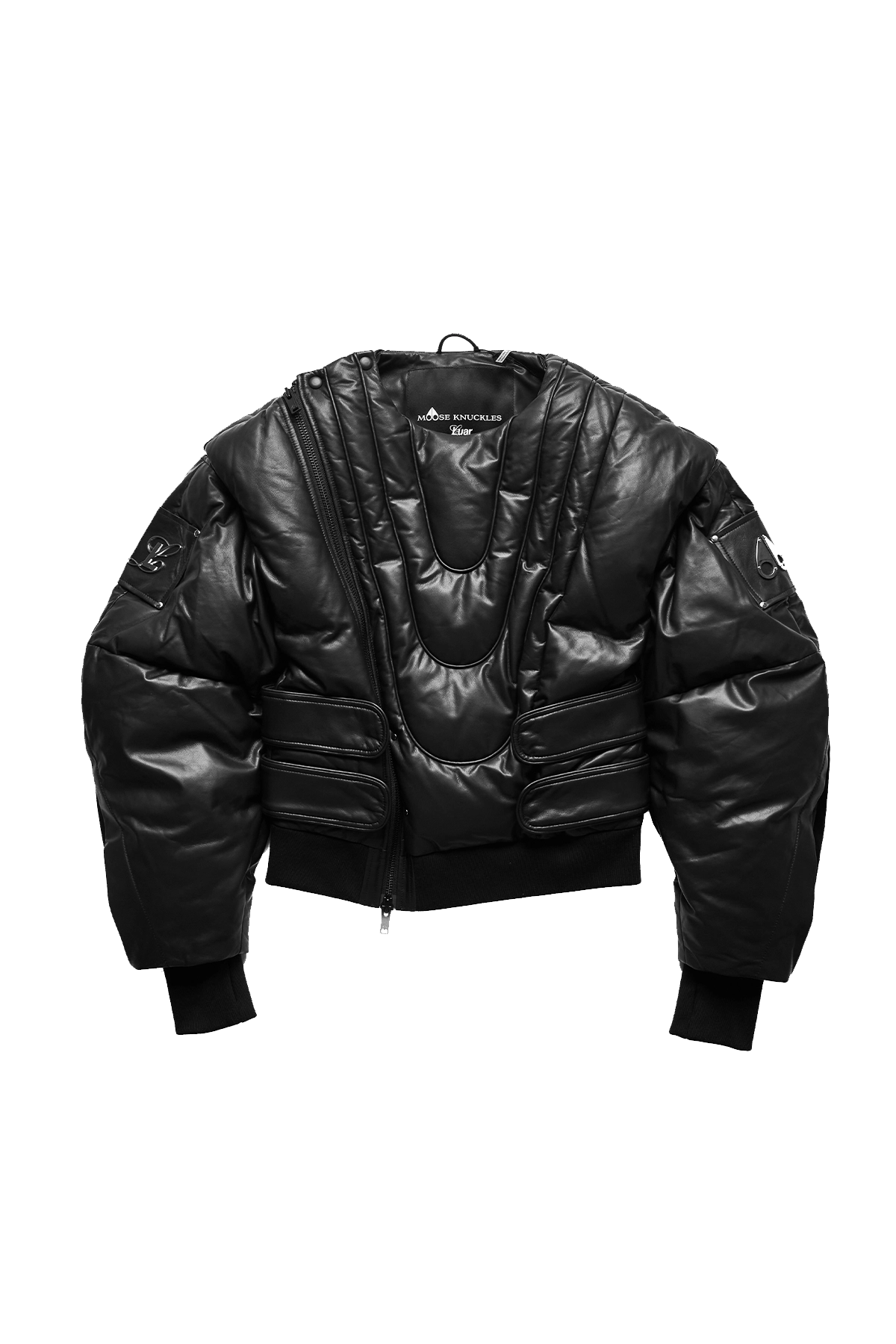 Luar X Moose Knuckles Leather Bomber Black