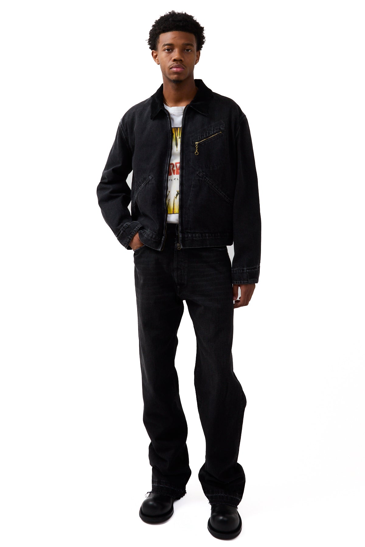 Maison Margiela Zip Up Denim Jacket Washed Black
