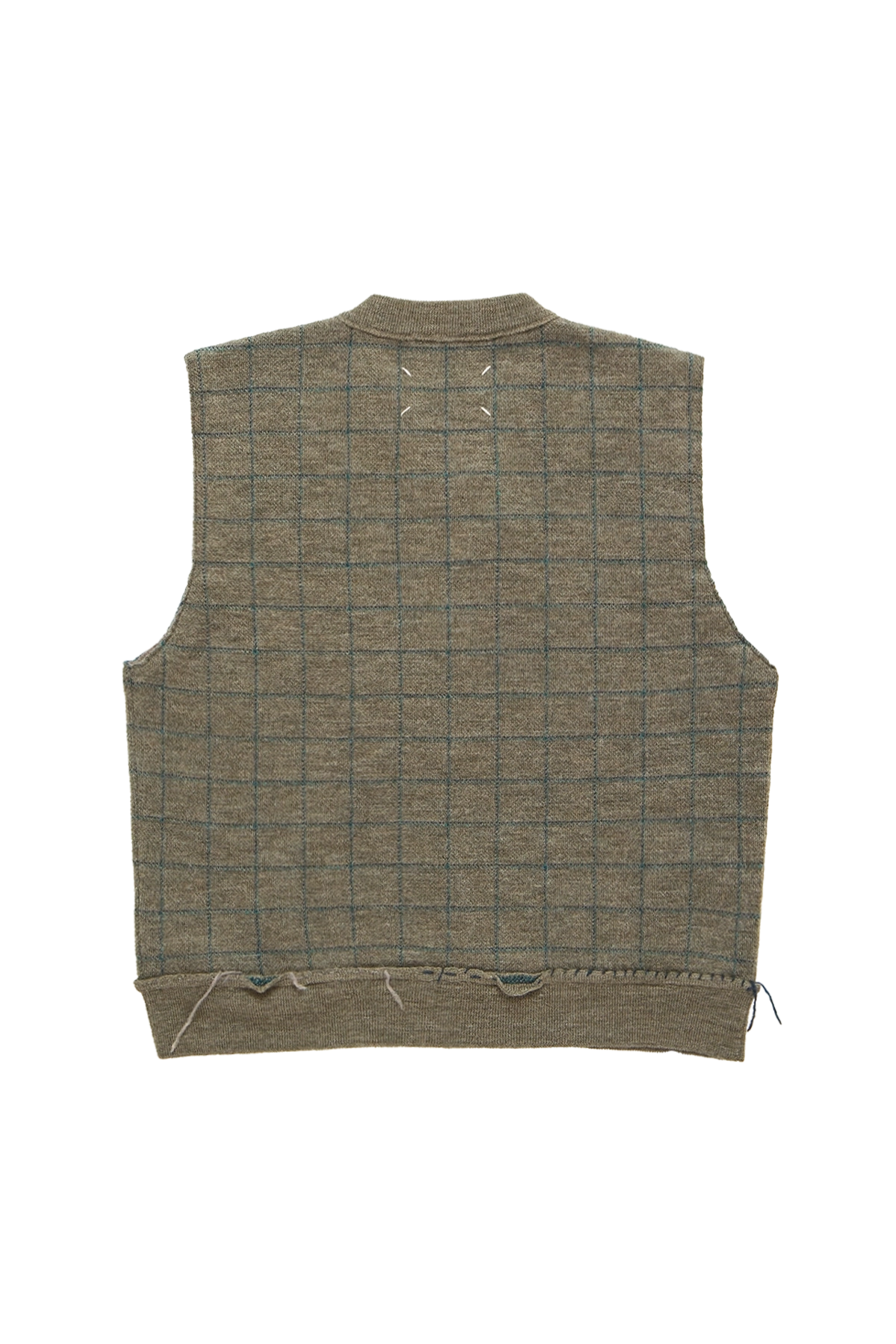 Maison Margiela Check Sleeveless V-Neck Vest Military Green 2