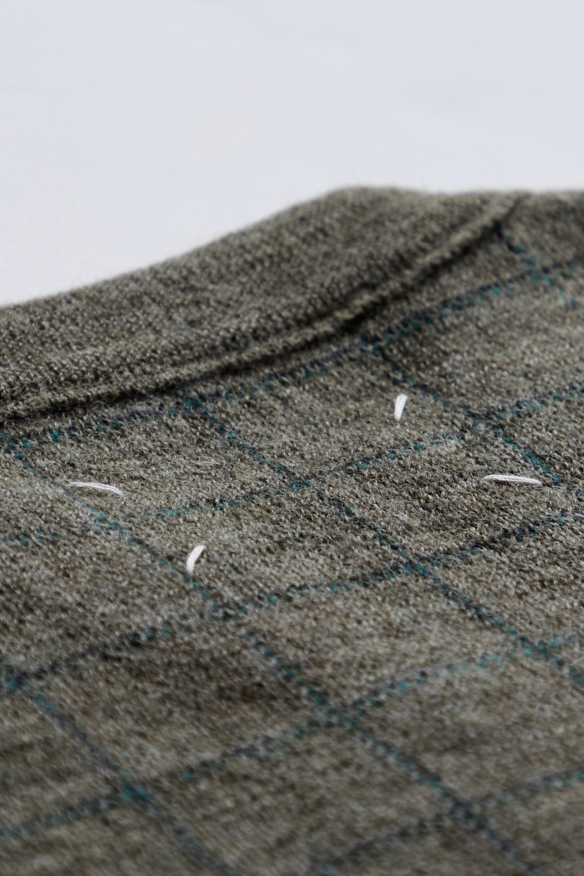 Maison Margiela Check Sleeveless V-Neck Vest Military Green 3