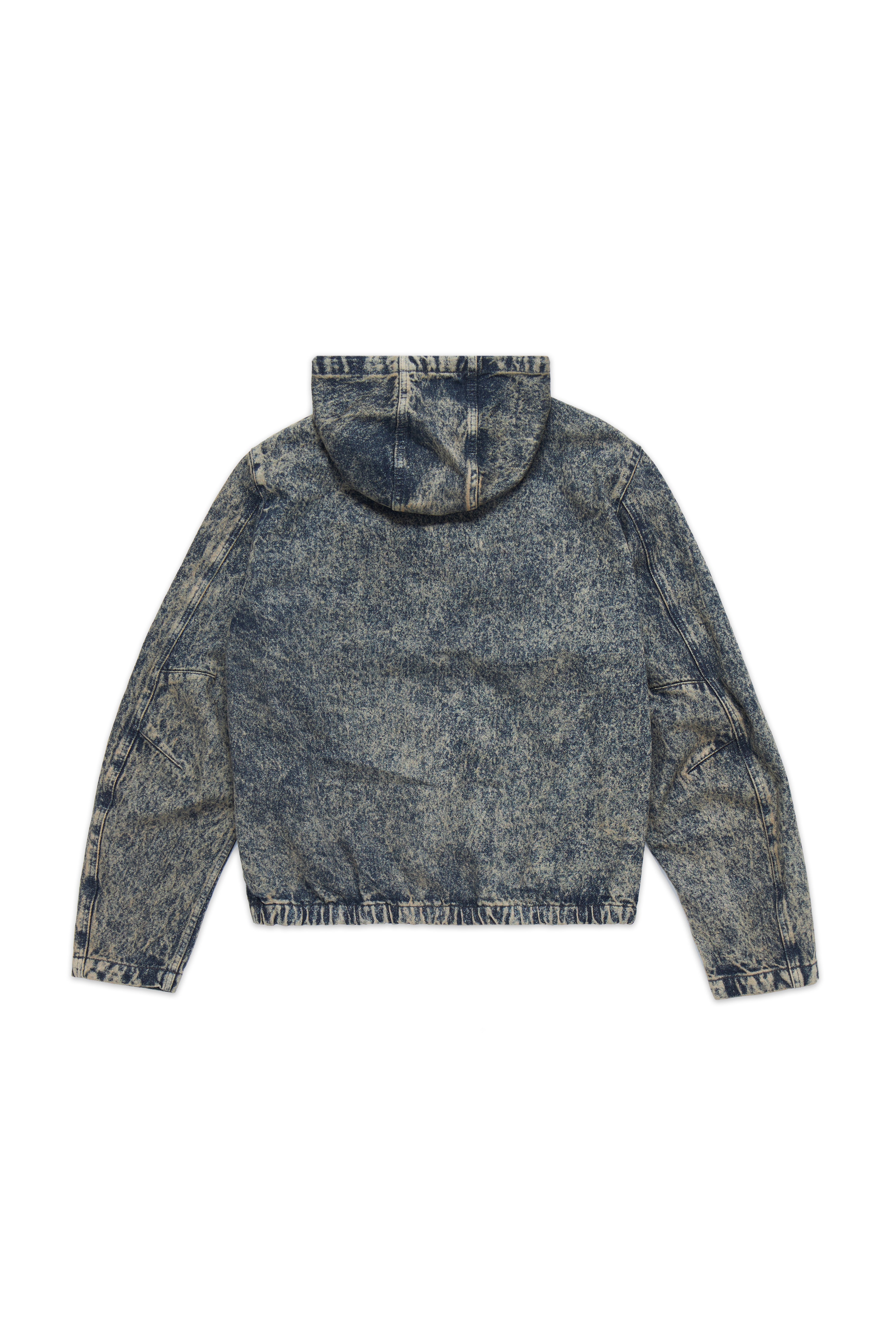 MARNI MARBLE DYED HOODED ZIP DENIM JACKET GREY