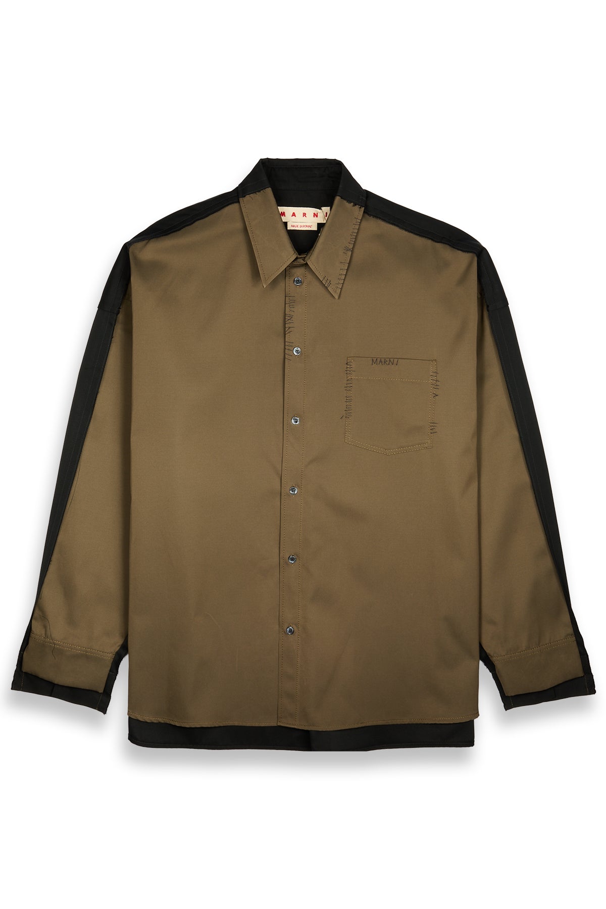 Marni Two Tone Taffeta Shirt Deep Sage