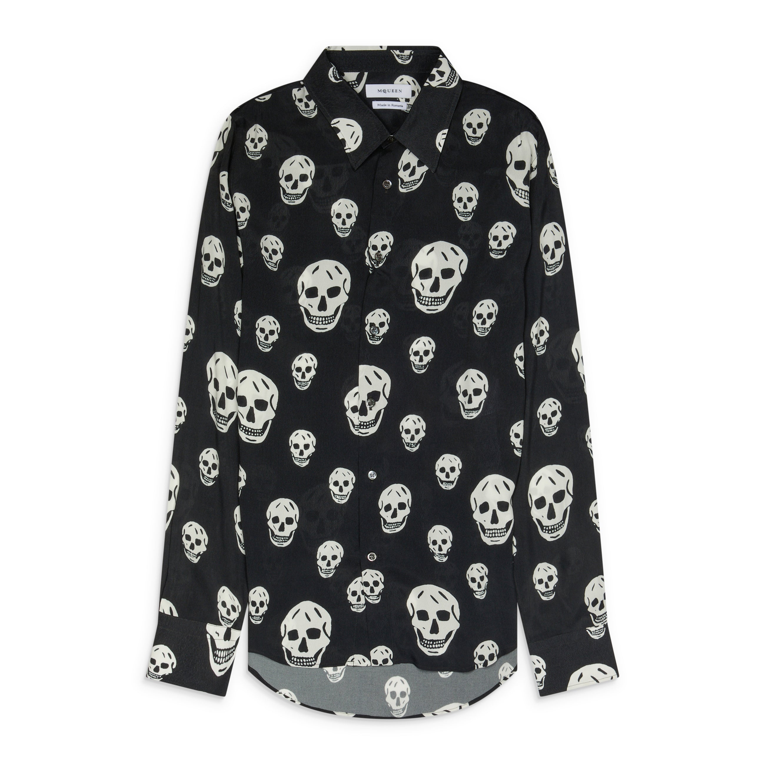 McQueen All Over Skulls Button Down Shirt Black/Ivory