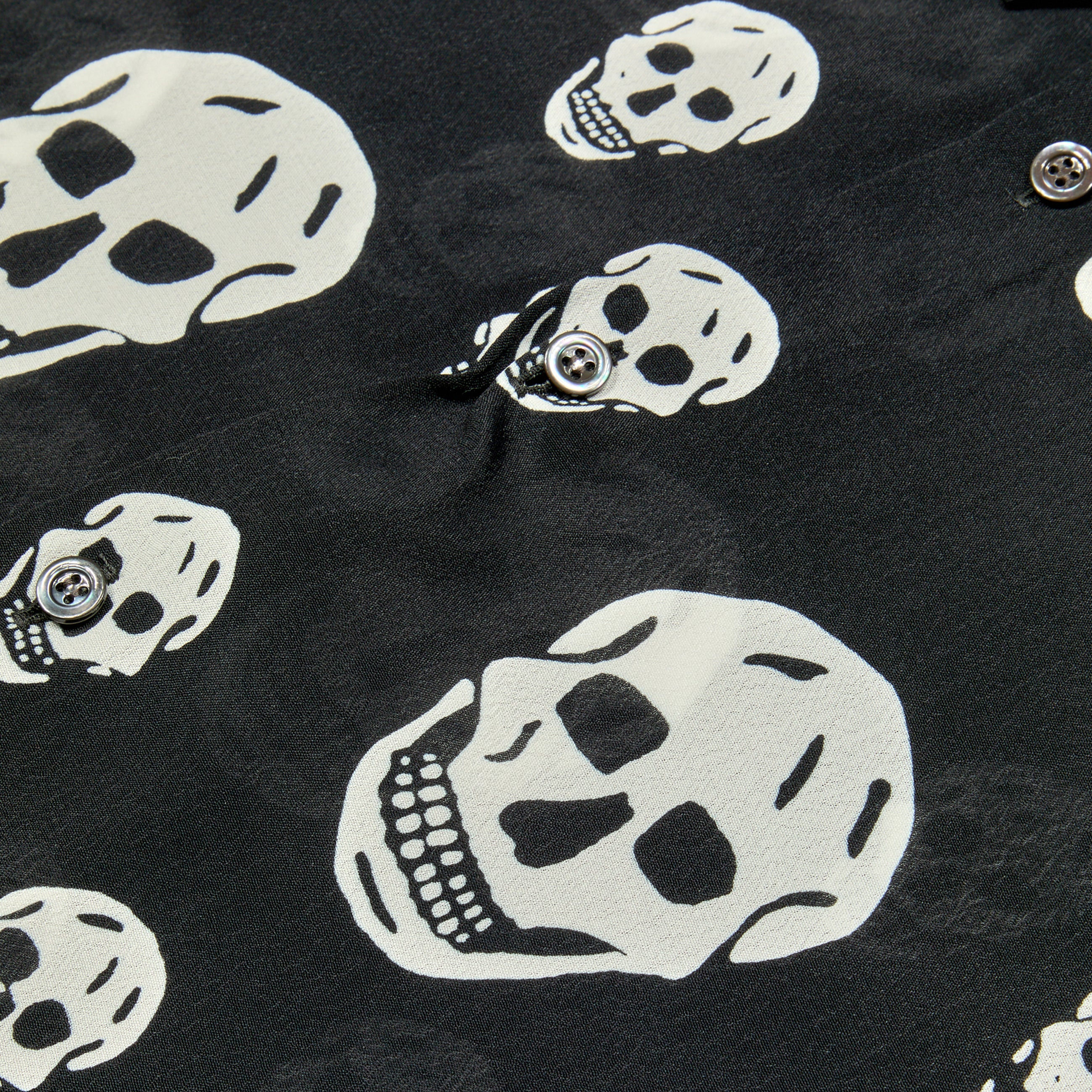 McQueen All Over Skulls Button Down Shirt Black/Ivory