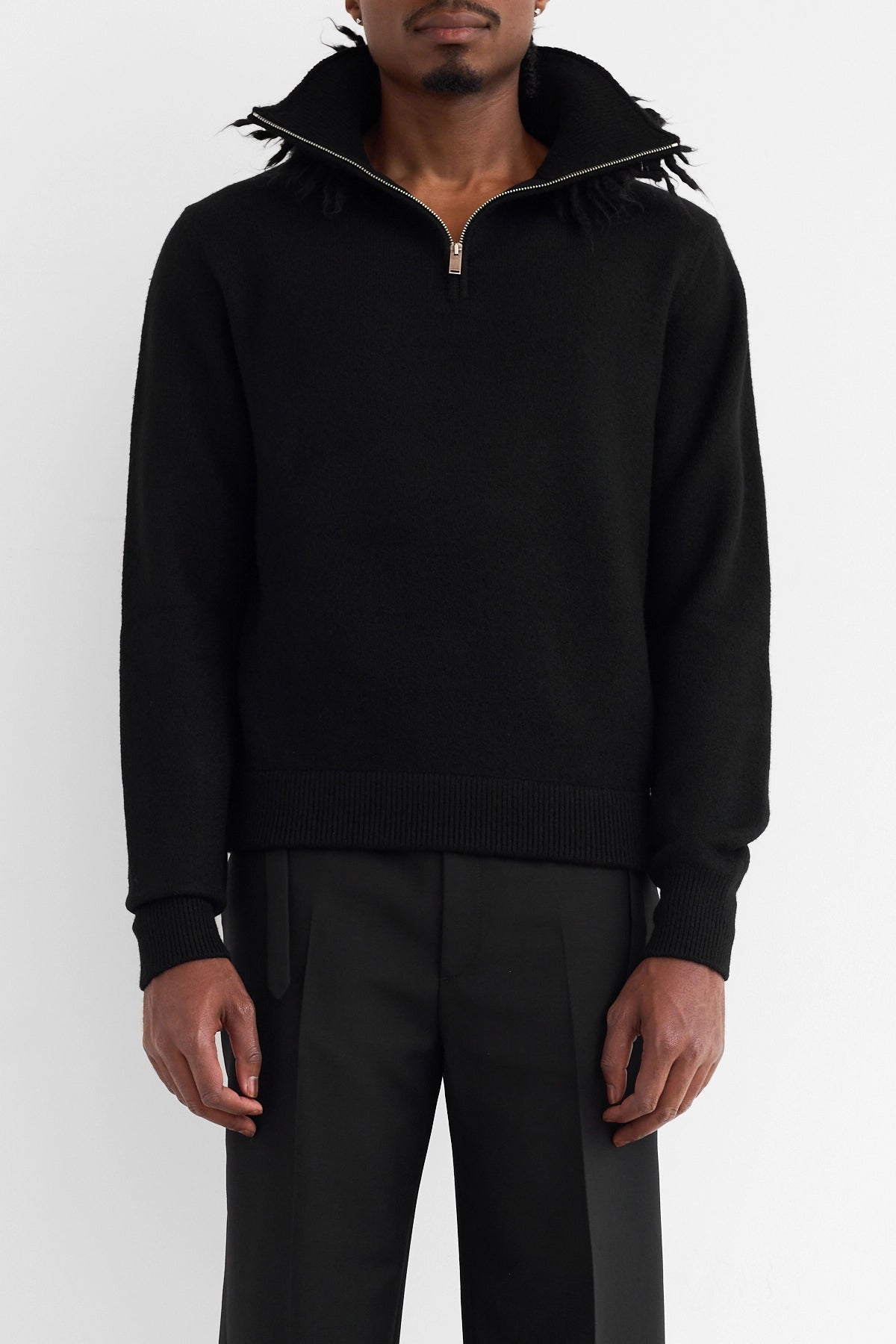 McQueen Mohair Fringes Sweater Black 4