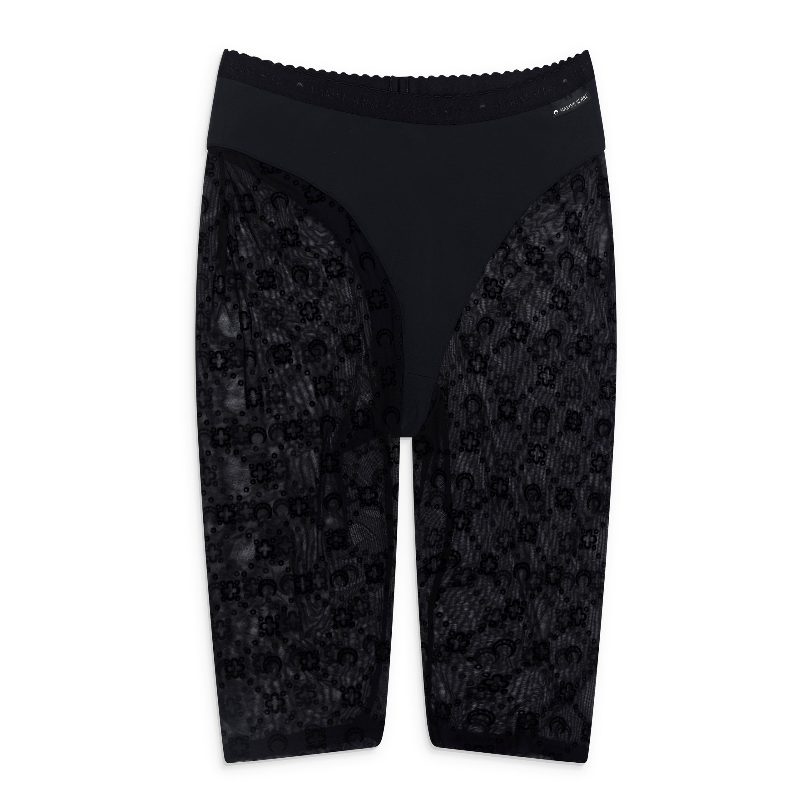 Marine Serre Moonogram Mesh Flock Capri Black - lay flat