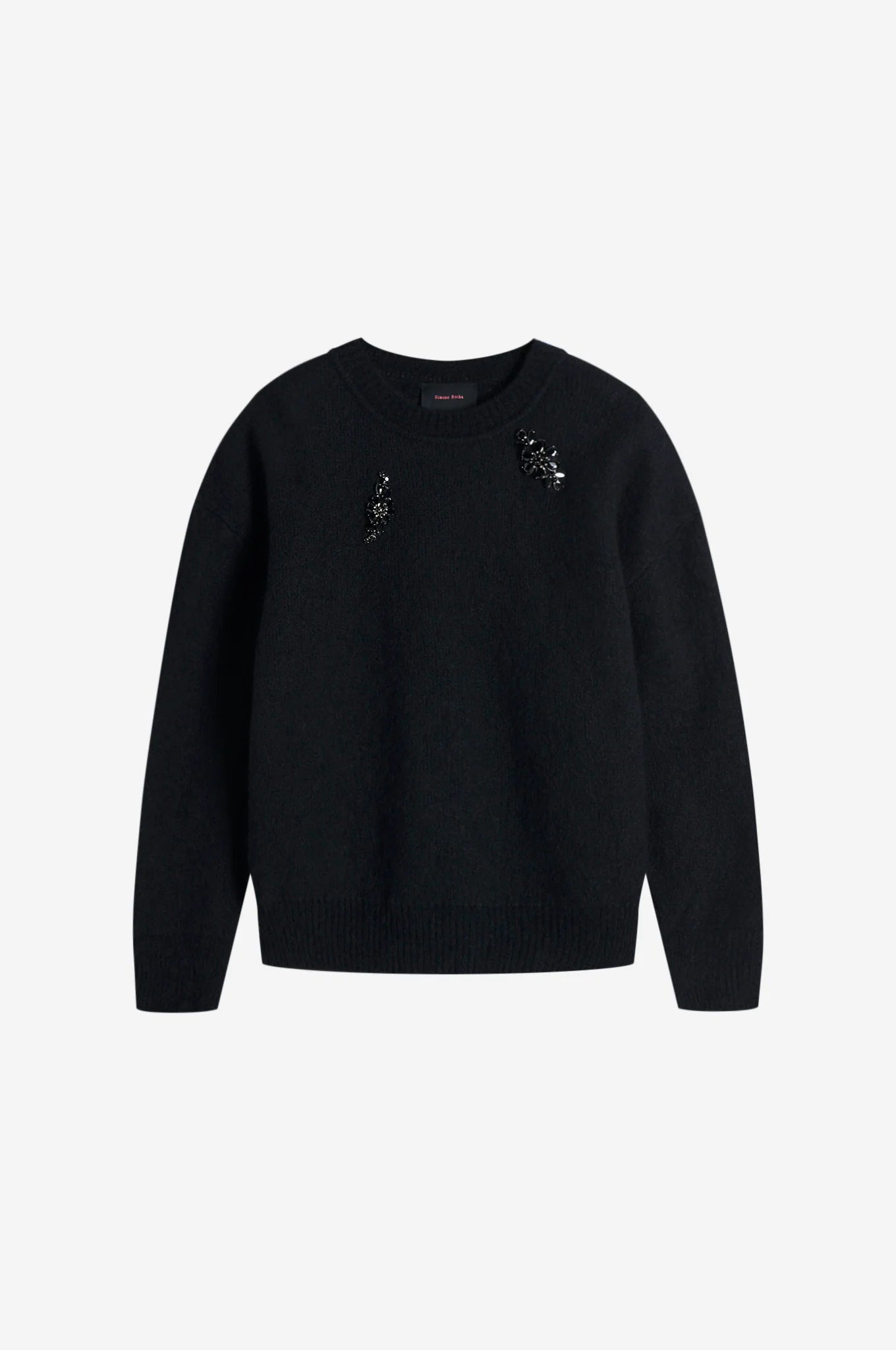 Simone Rocha Alpaca Knit Relaxed Jumper W/ Turbo Embroidery Black
