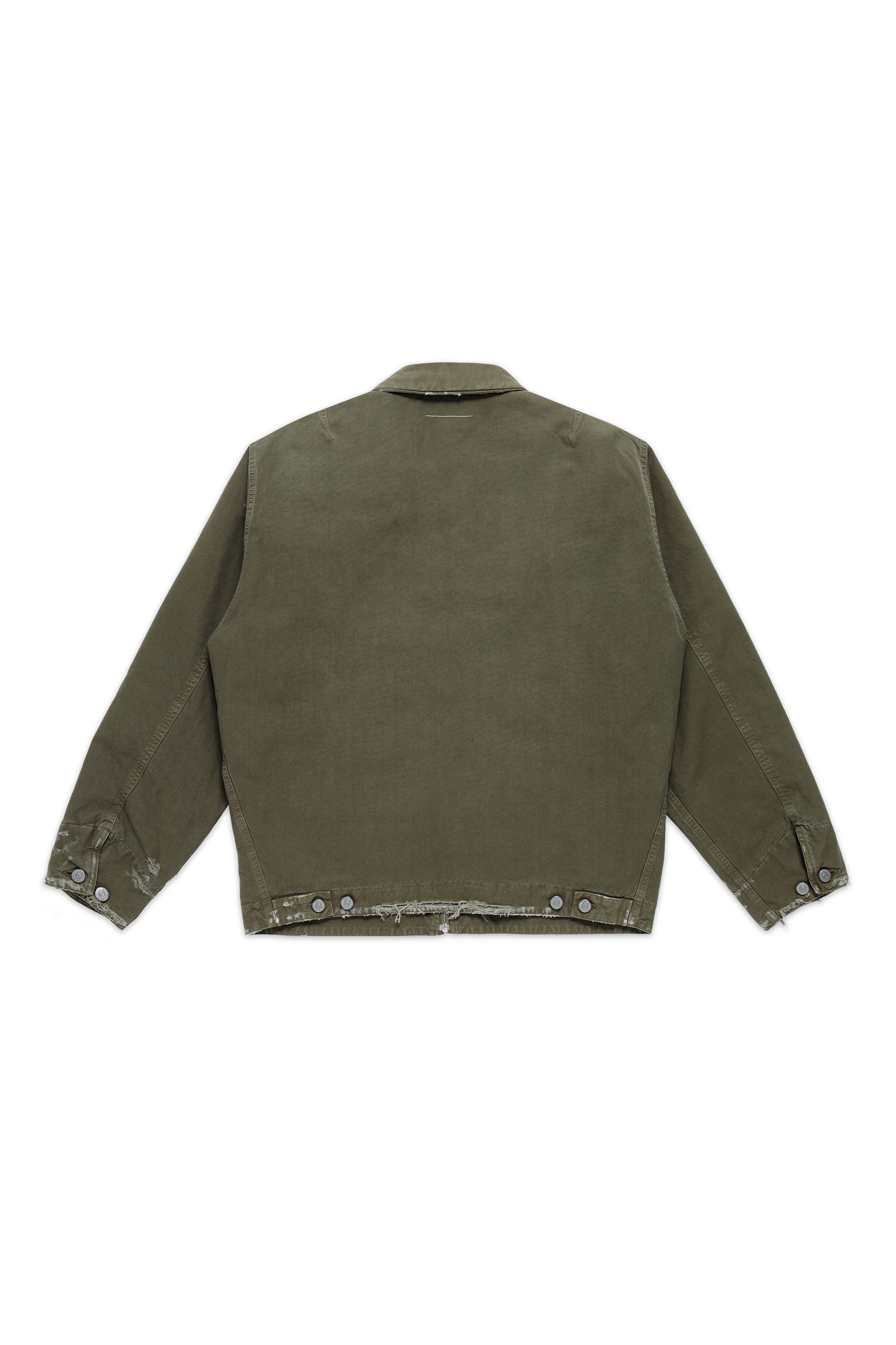 MM6 Maison Margiela Cotton Canvas Distressed Zip Jacket Green 9154