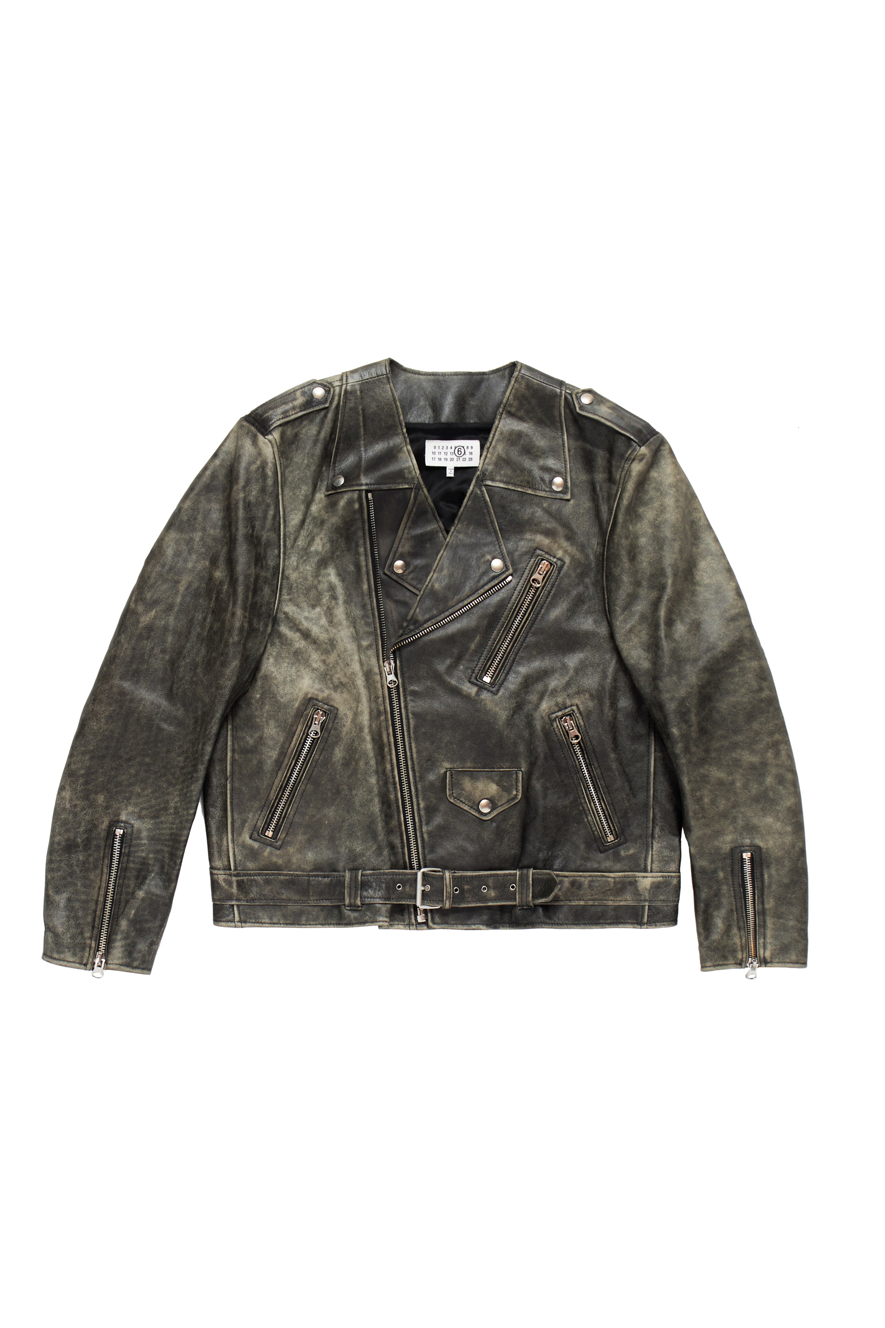 MM6 Maison Margiela Distressed Leather Jacket Brown 9124