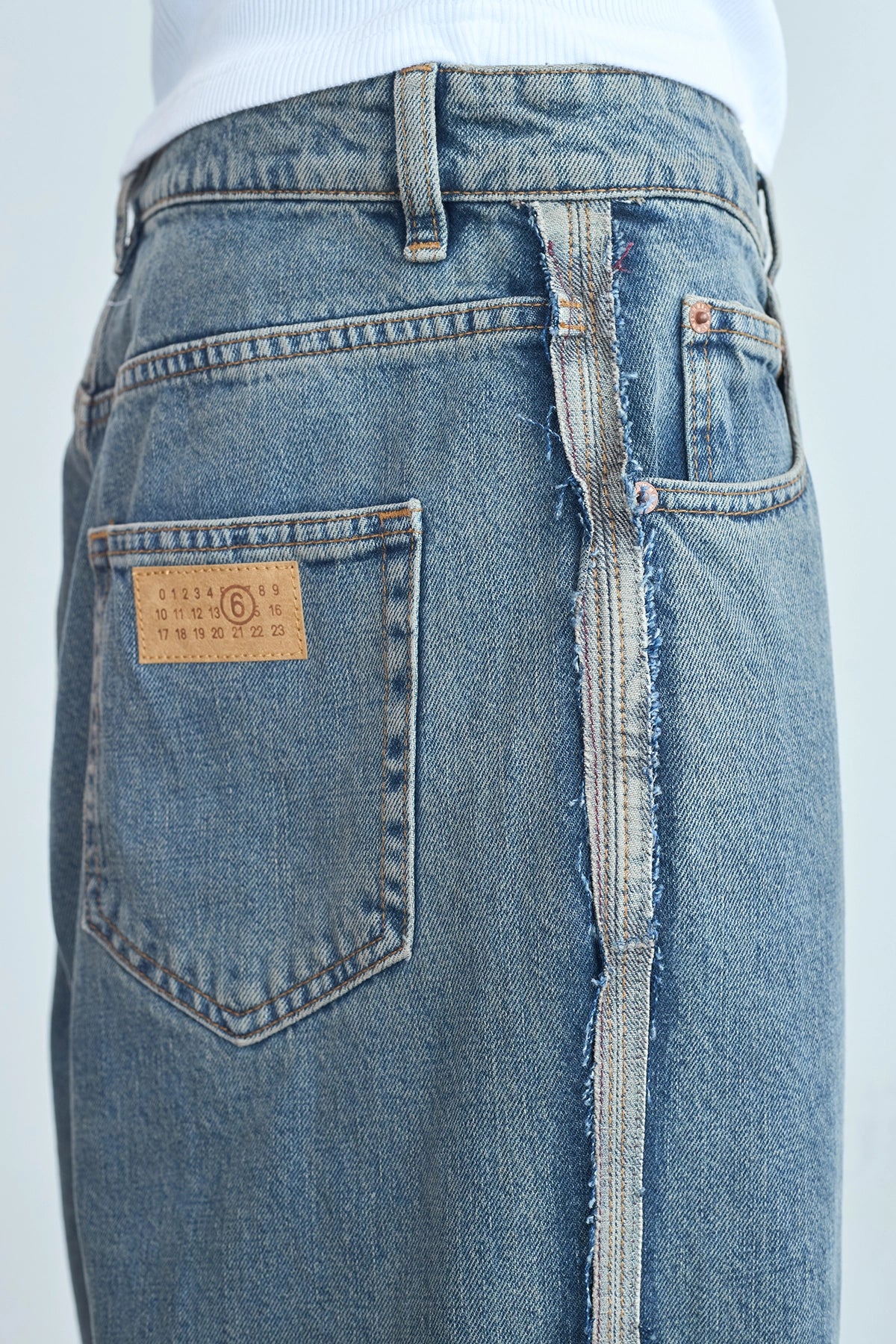 MM6 Frayed Grey Denim Light Grey Jeans