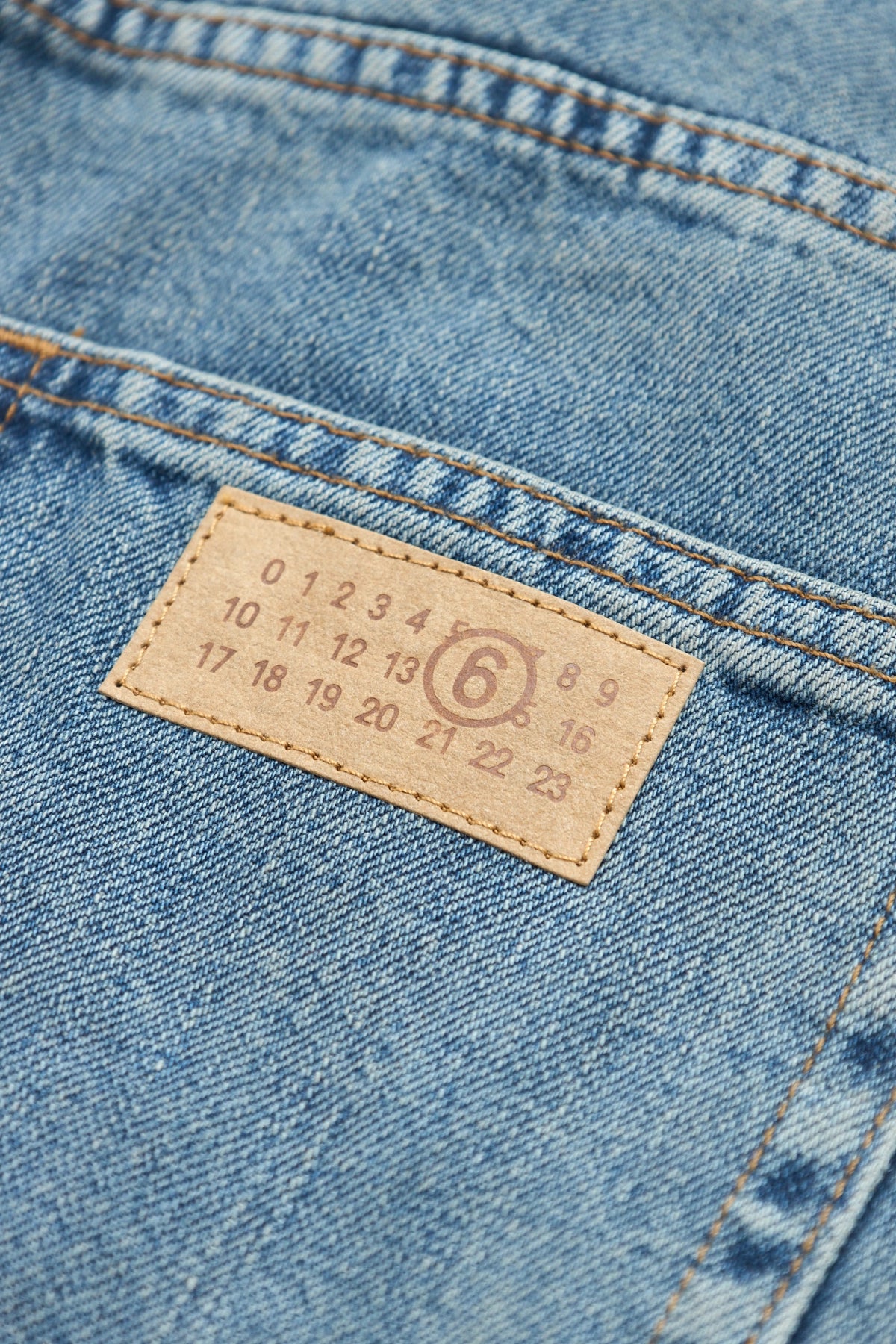 MM6 Frayed Grey Denim Light Grey Branding