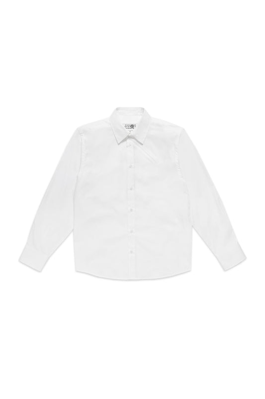 MM6 Maison Margiela Long Sleeve Poplin Shirt With Zip Detail On Collar White 9157