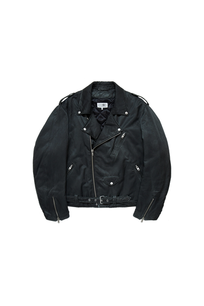 メゾンマルタンマルジェラディスコンストラクテッドbiker jacket MM6 Maison Margiela Washed Cotton Biker Jacket Black – ESSXNYC