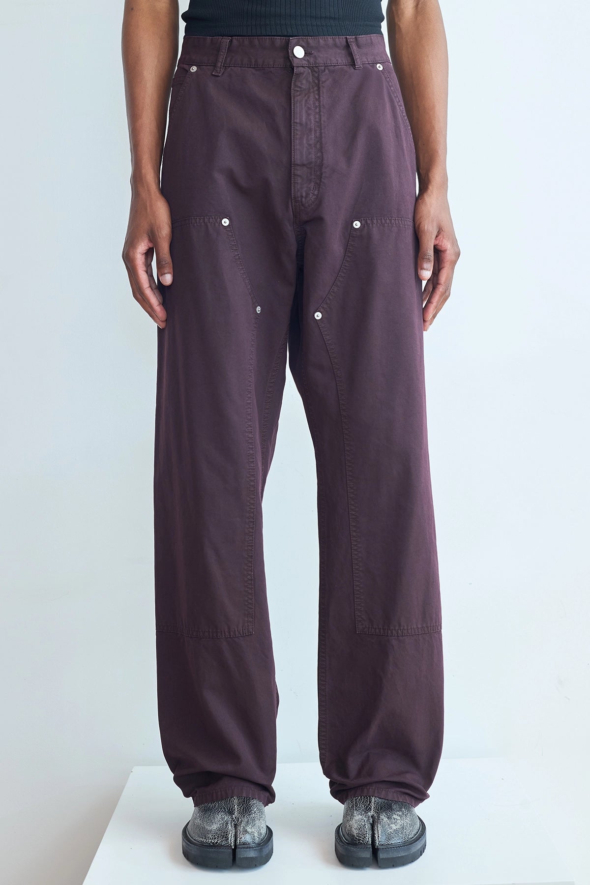 MM6 Maison Margiela Canvas Workwear Pants Dark Wine Fit