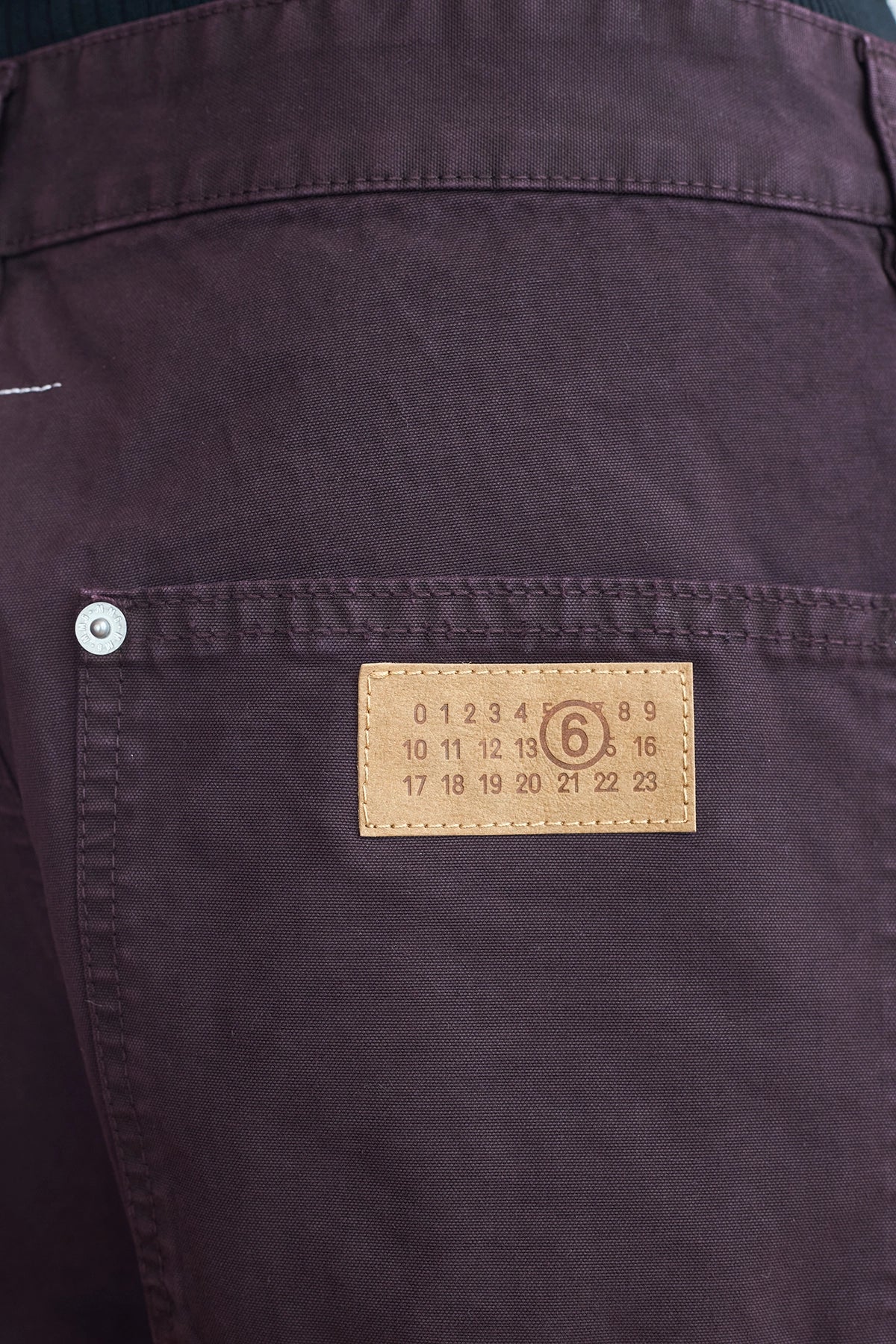 MM6 Maison Margiela Canvas Workwear Pants Dark Wine Logo Patch