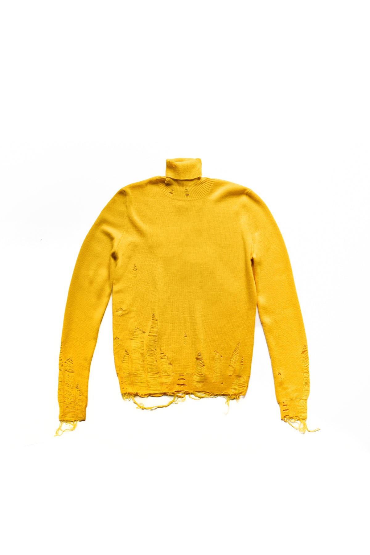 MM6 Maison Margiela Destroyed Fitted Turtlneck Yellow 10866