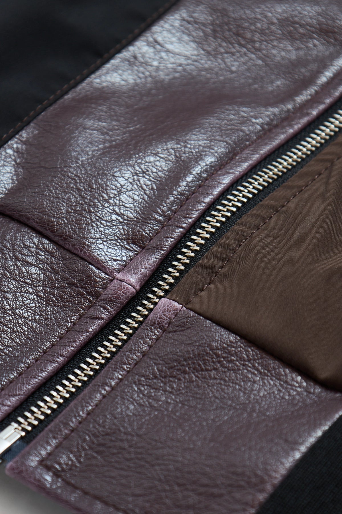 MM6 Maison Margiela Paneled Bomber Jacket Brown/Black/Burgundy Close Up