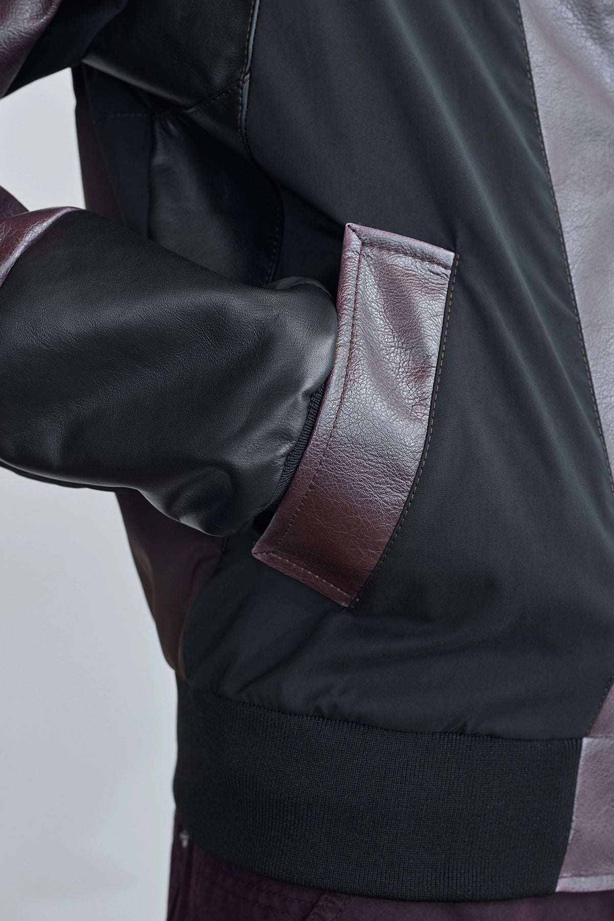 MM6 Maison Margiela Paneled Bomber Jacket Brown/Black/Burgundy Side