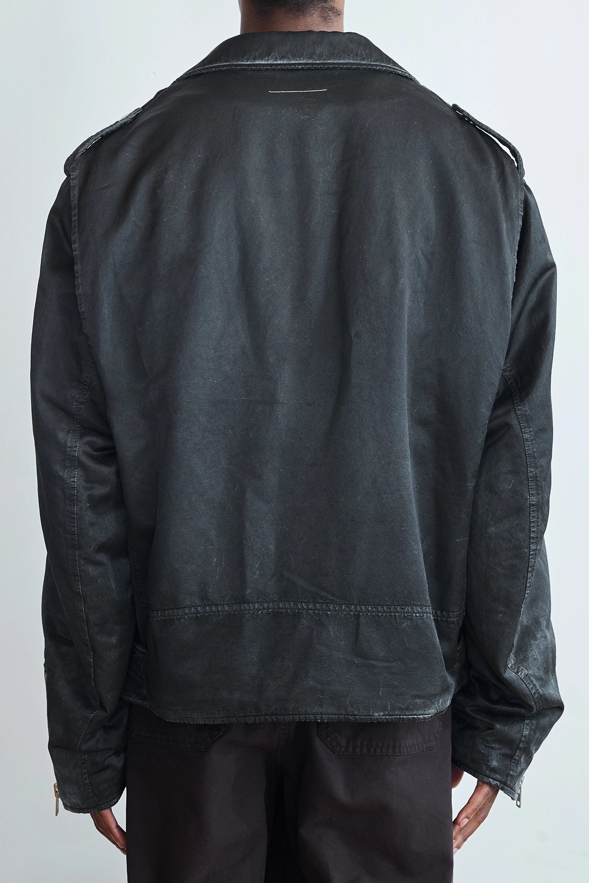 MM6 Washed Cotton Biker Jacket Back Detail