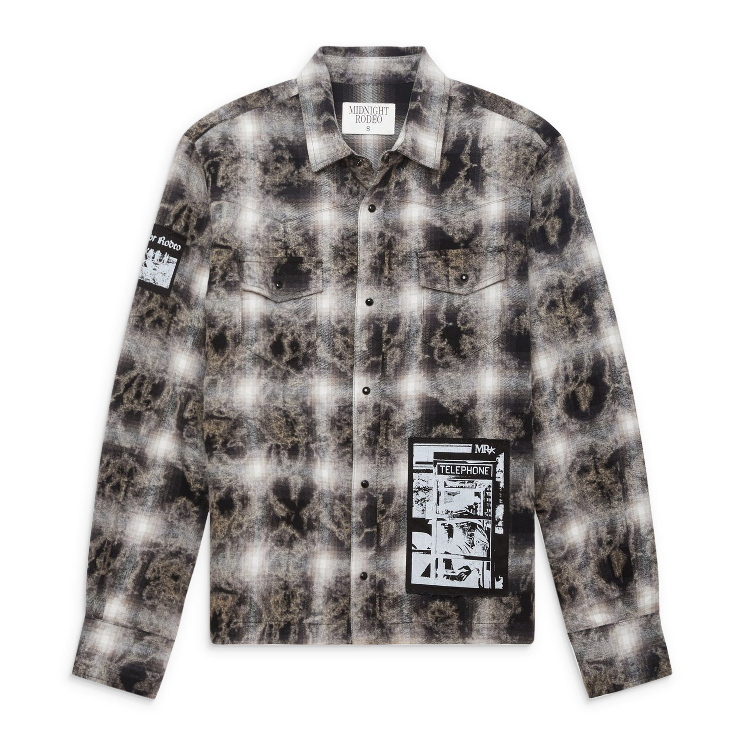 Midnight Rodeo Distressed Flannel Shirt Multicolor
