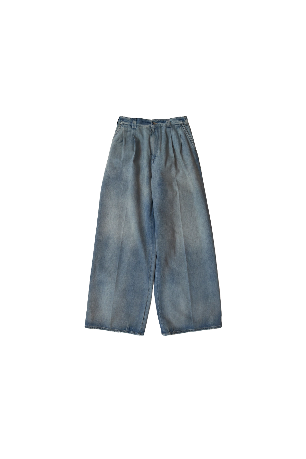 Maison Margiela Pleated Wide Leg Jeans Blue