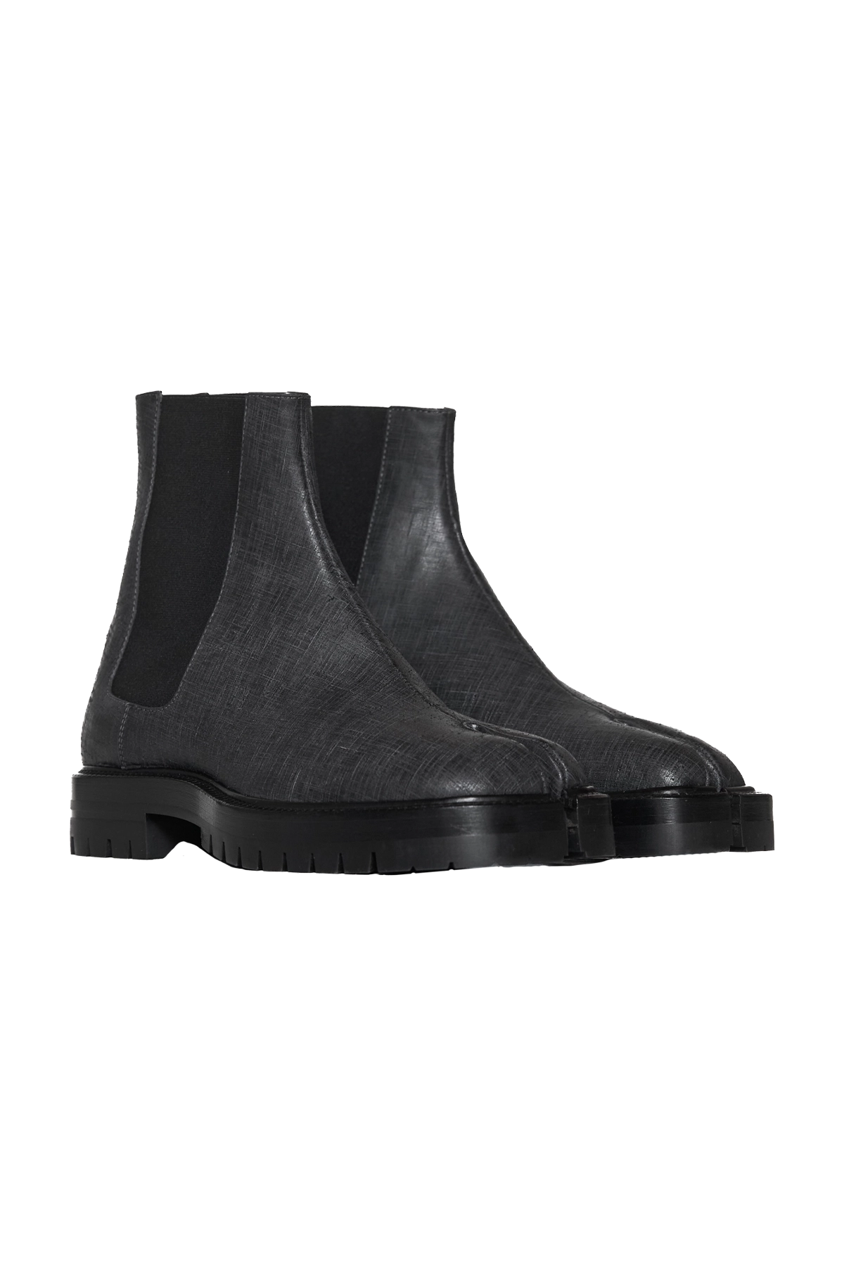 Maison Margiela Tabi ブーツ 3cmヒール グレー 40 Maison Margiela Scratched Waxy Leather Tabi County Chelsea Boot