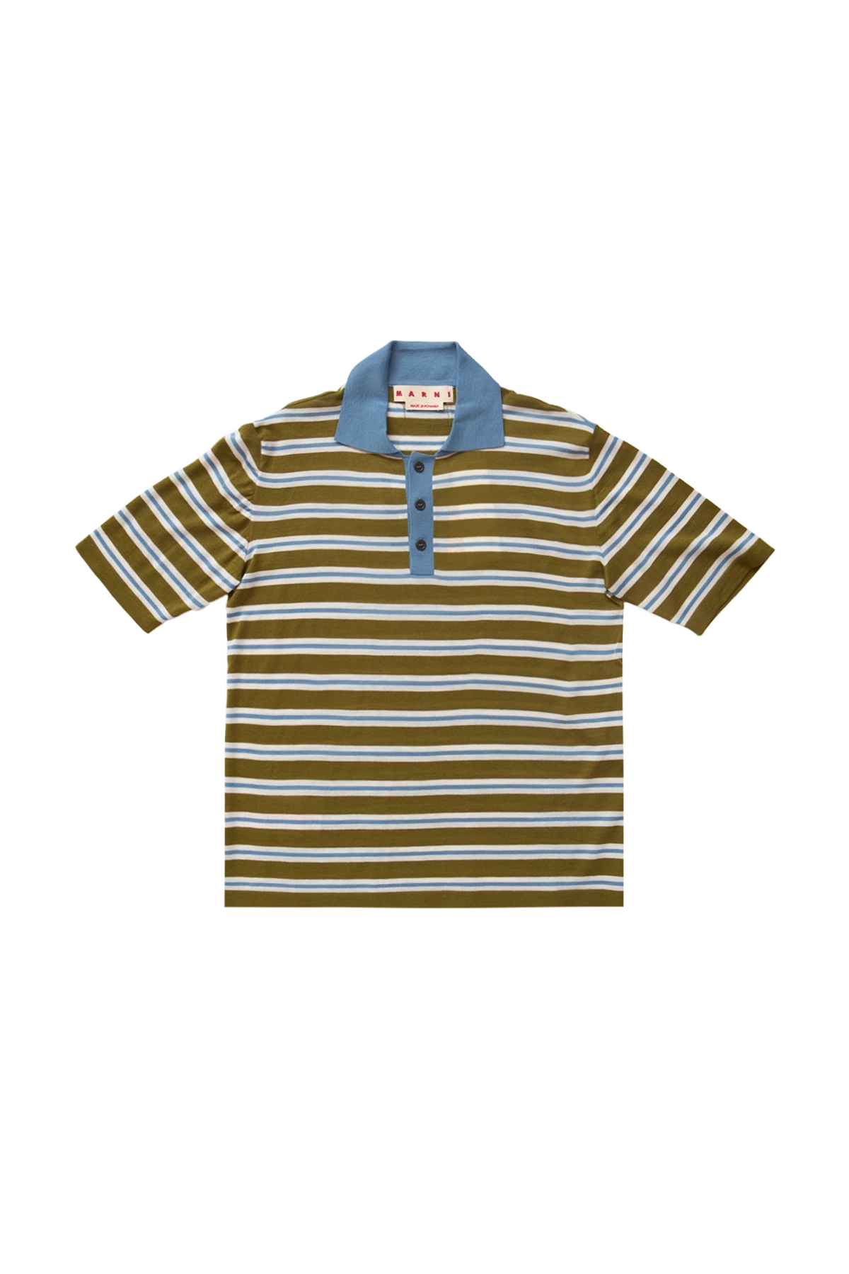 Marni Ribbed Stripe Light Wool Polo Grass