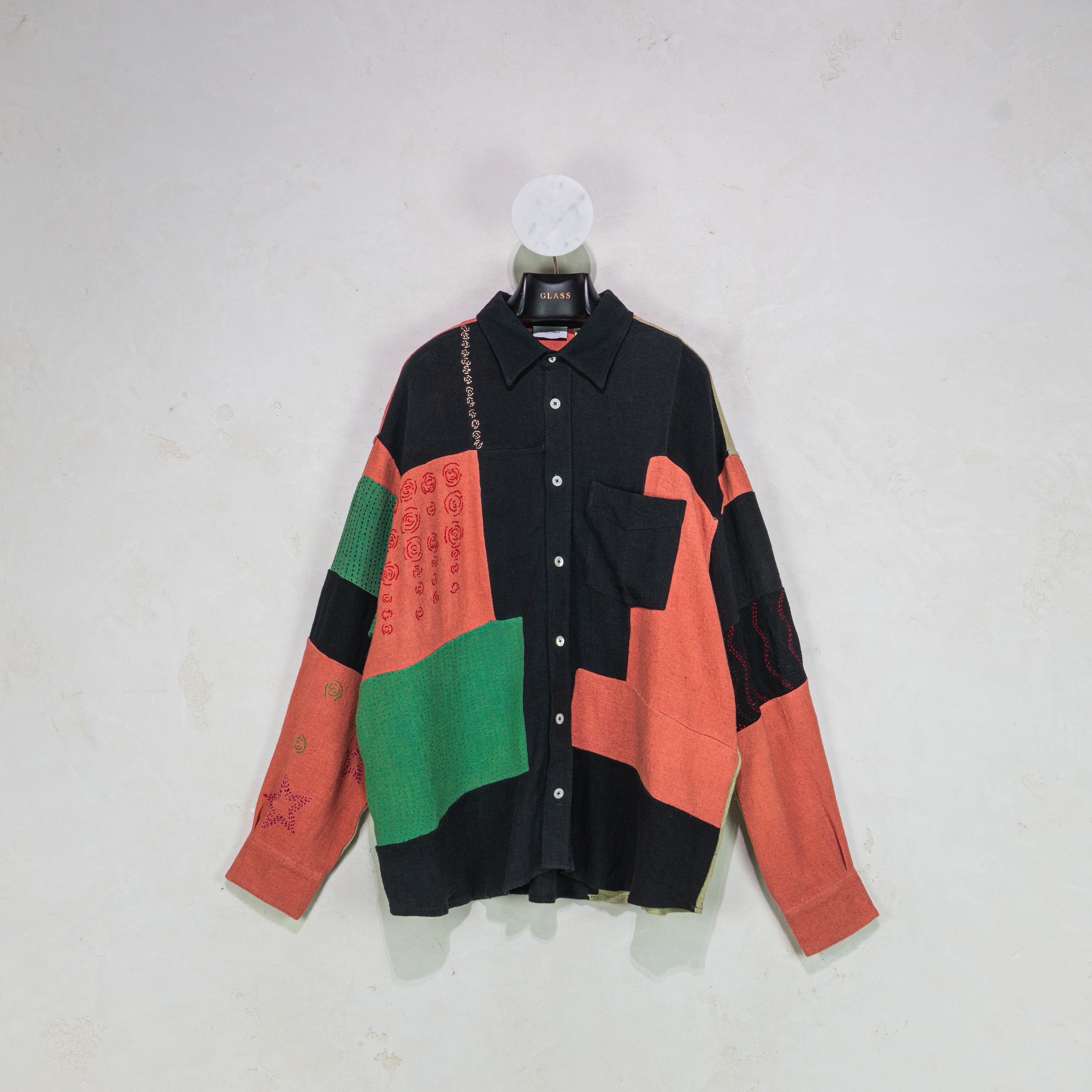 Glass Cypress Patchwork Gauze Flannel Black