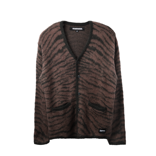 NEIGHBORHOOD TIGER PATTERN MOHAIR KNIT CARDIGAN BROWN