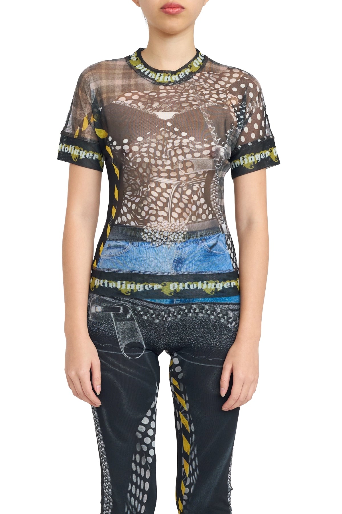 Ottolinger Mesh T-Shirt Polka Dot Zip Print