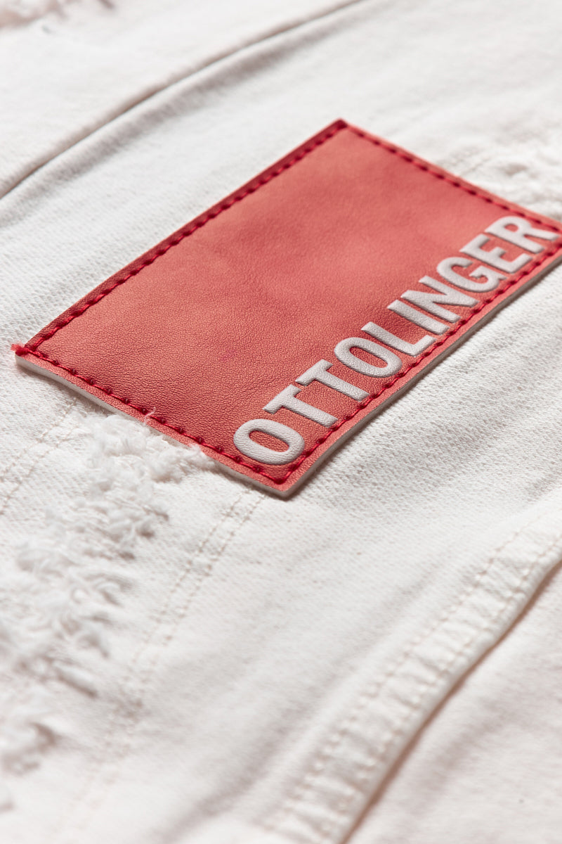 OTTOLINGER Woven Cropped Boxy Denim Jacket White 11975