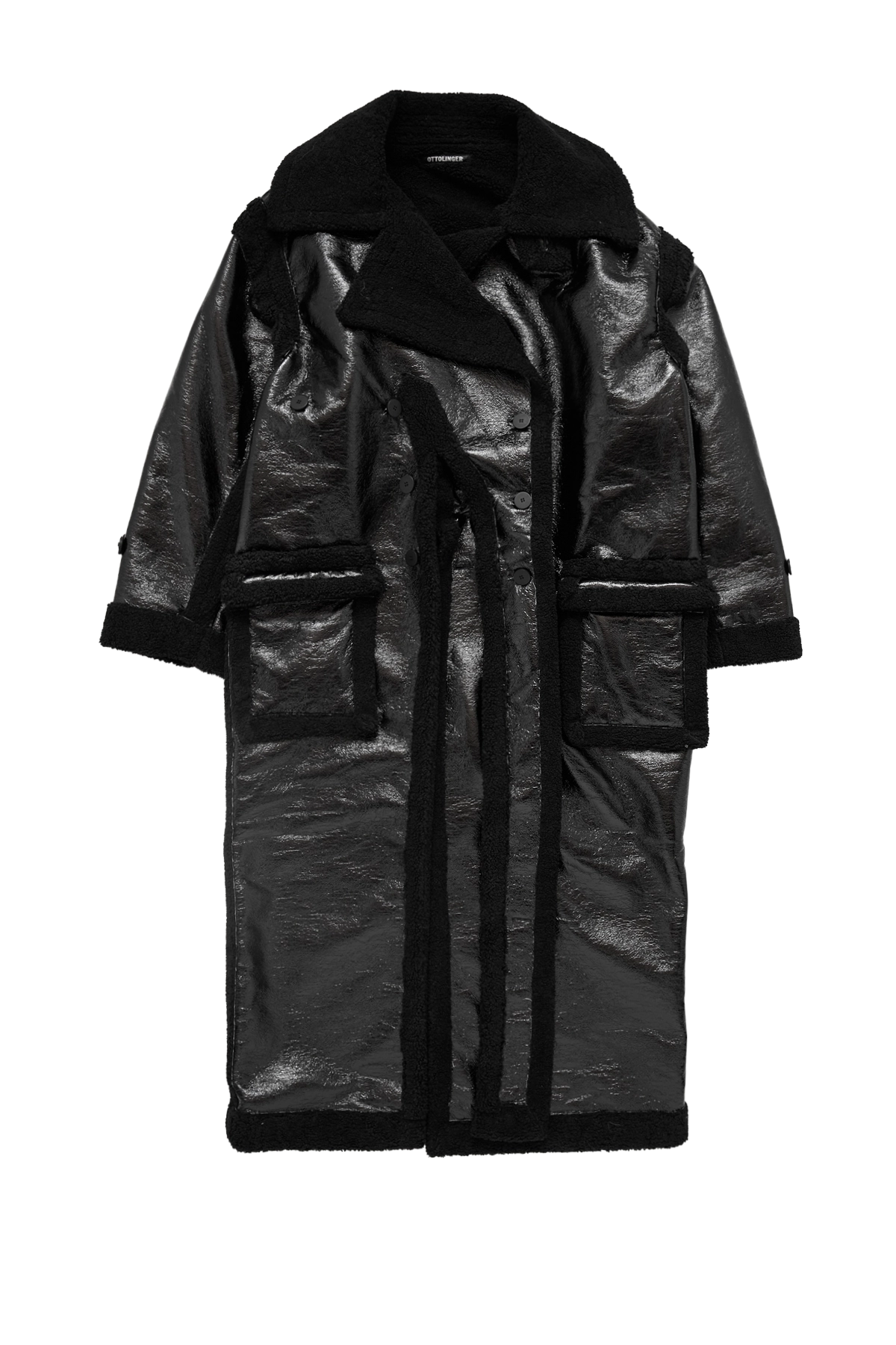 Ottolinger Shearling Oversize Split Coat Black