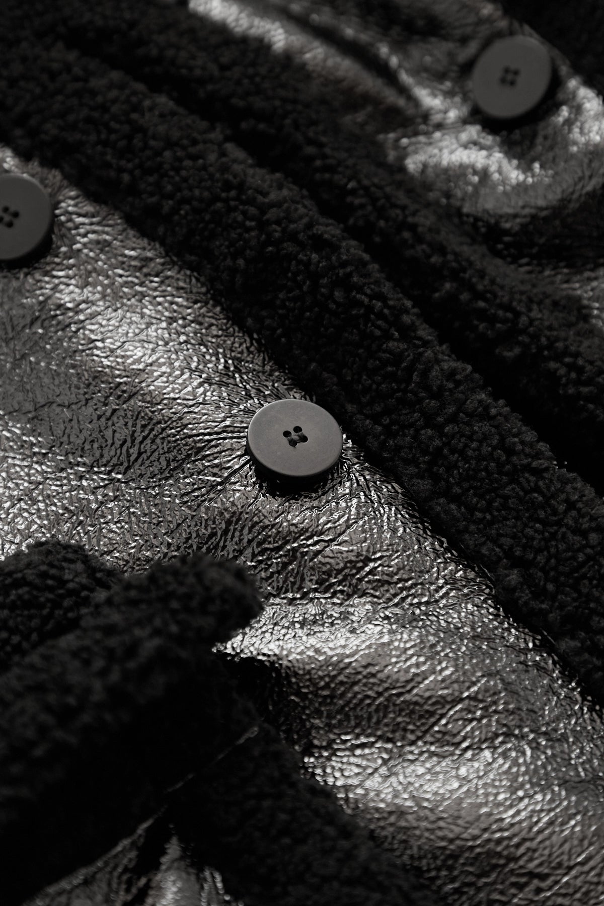 Ottolinger Shearling Oversize Split Coat Black