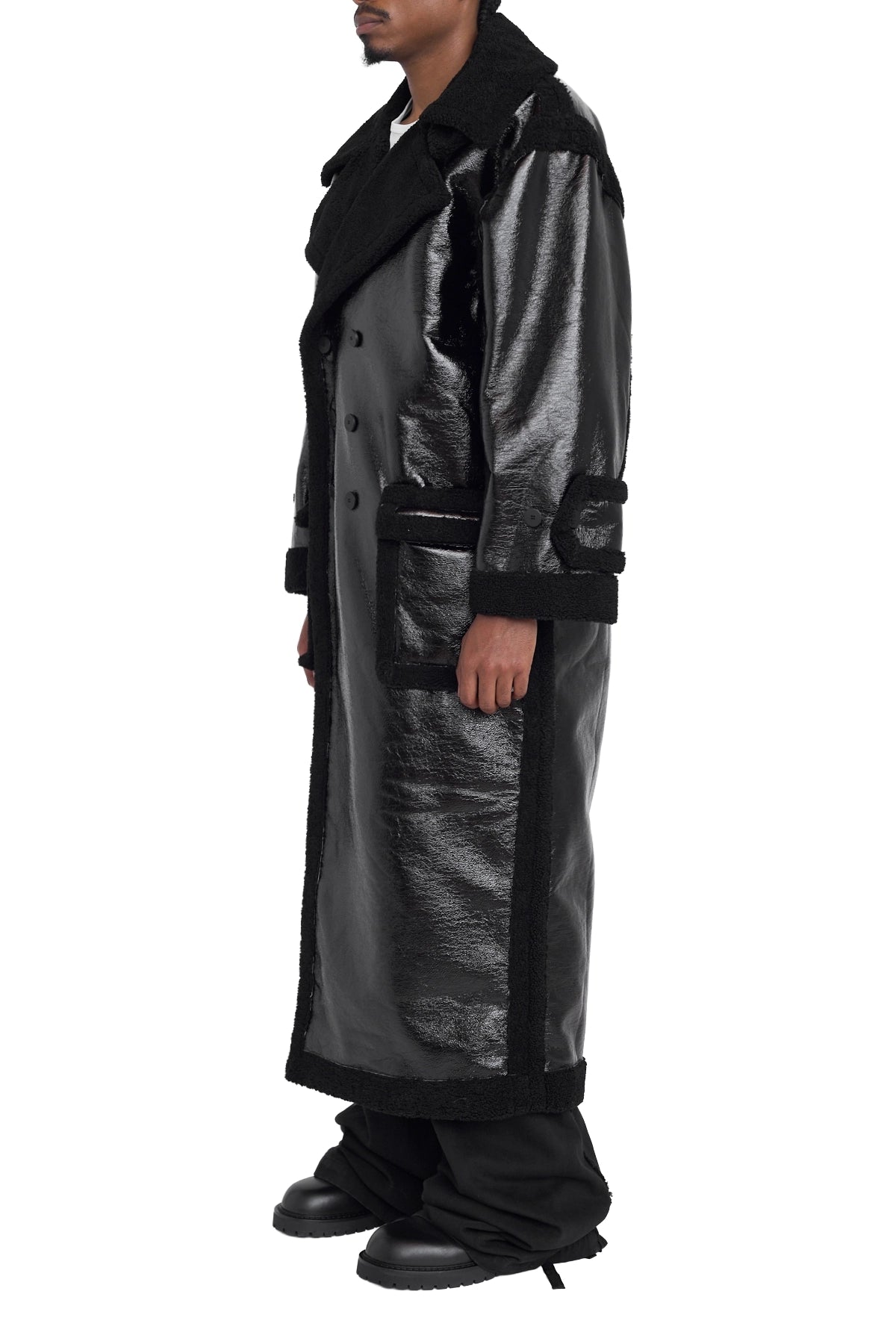 Ottolinger Shearling Oversize Split Coat Black