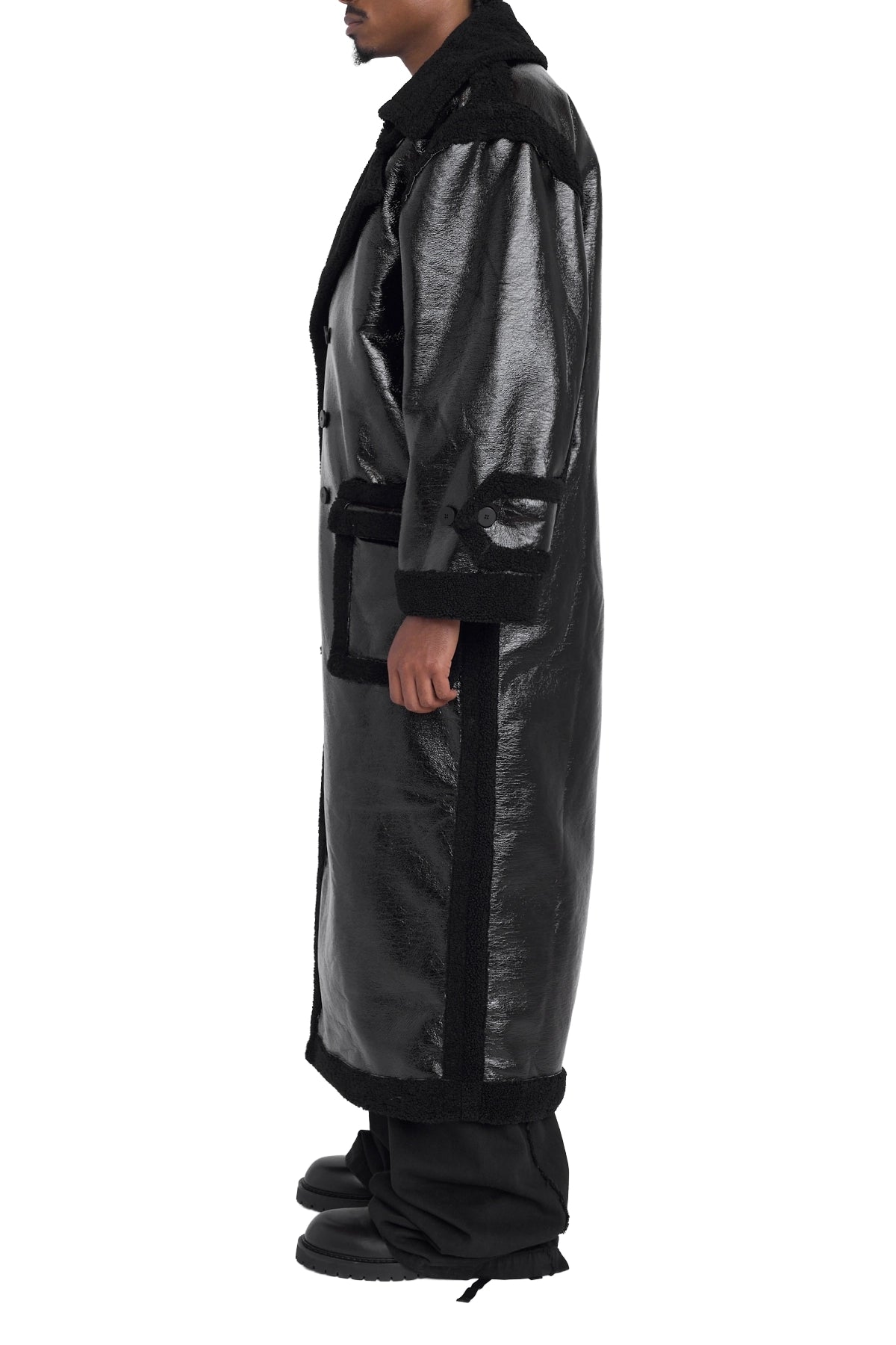 Ottolinger Shearling Oversize Split Coat Black