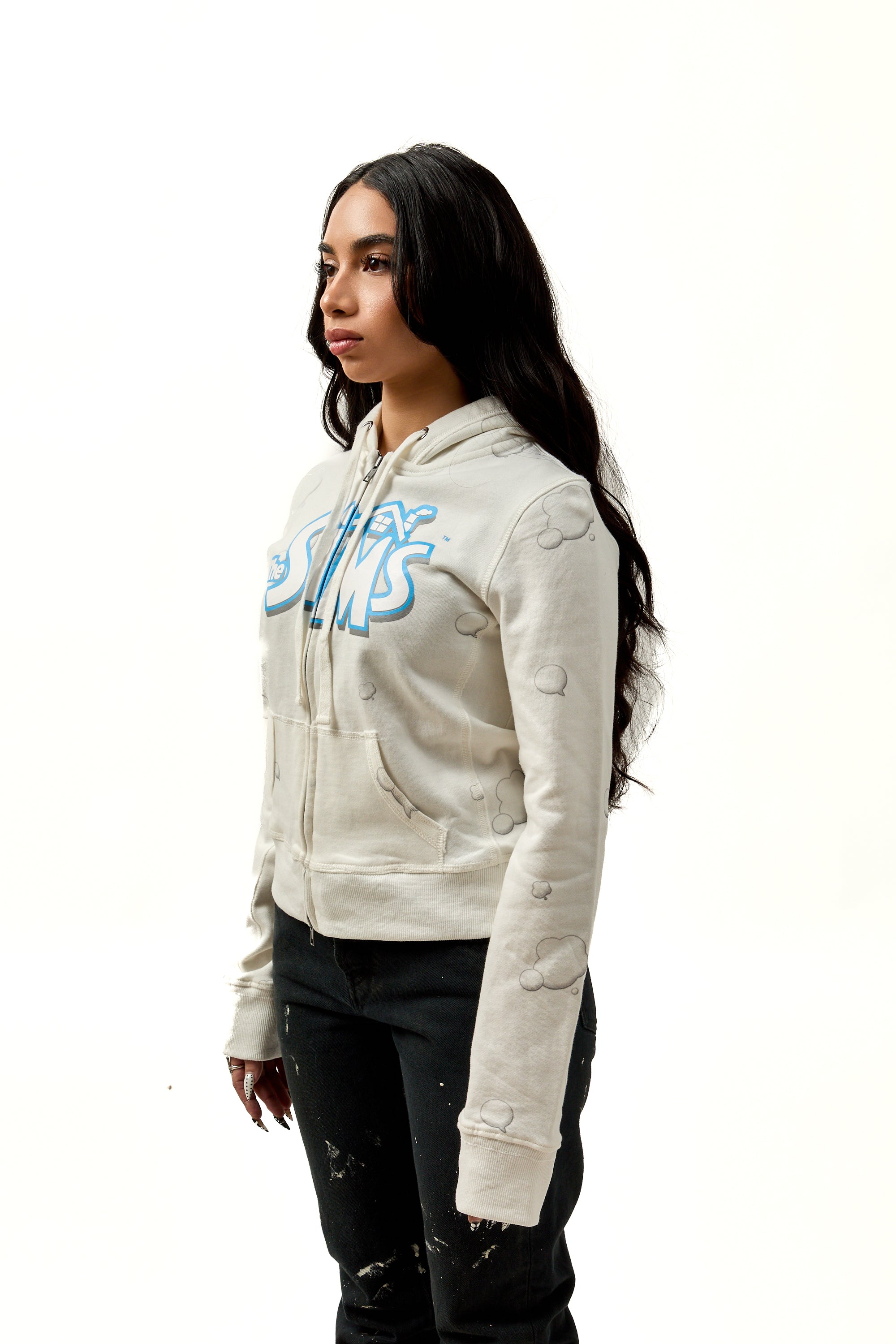 Praying Sims Hoodie White – ESSXNYC