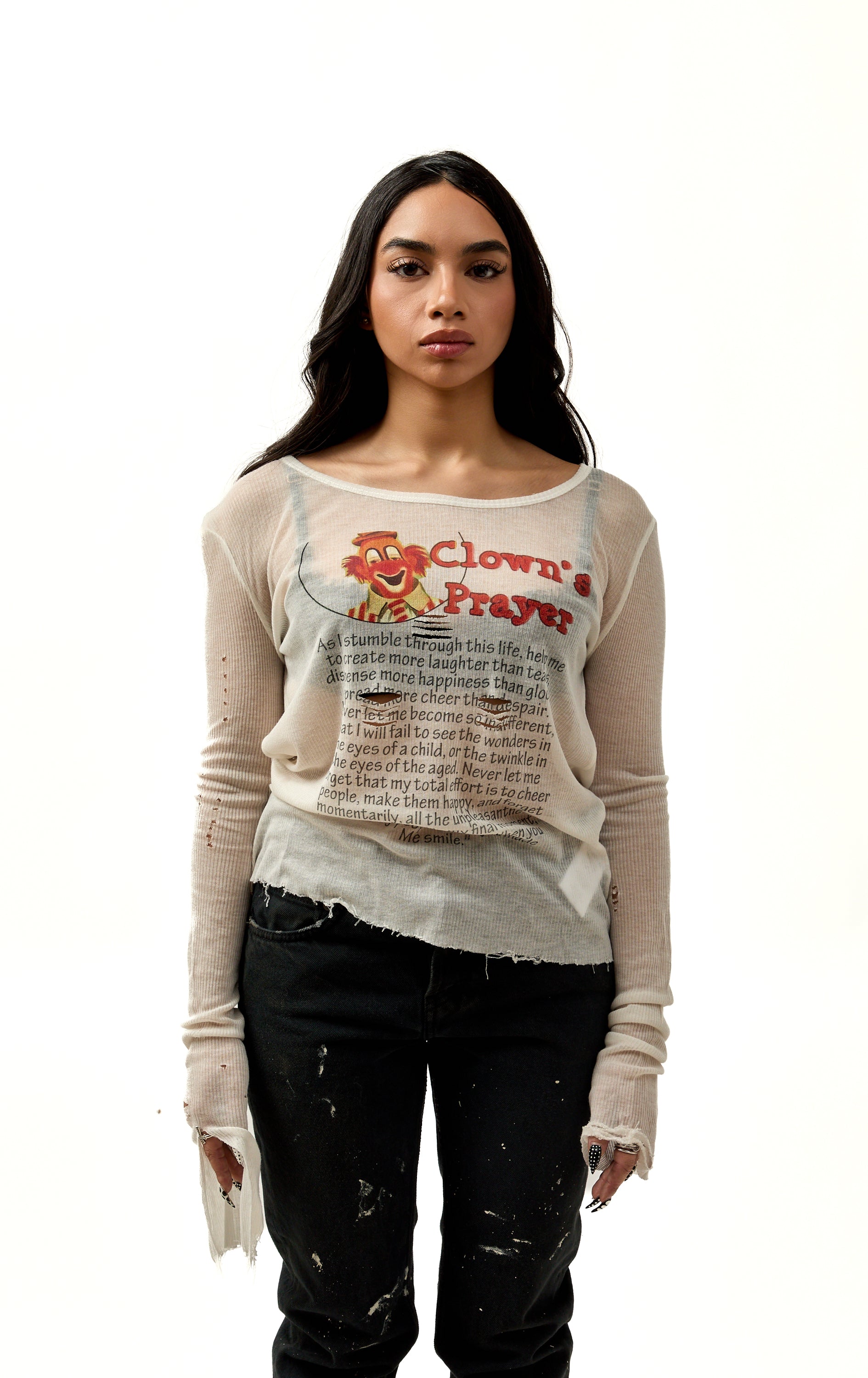 Praying Clown L/S White