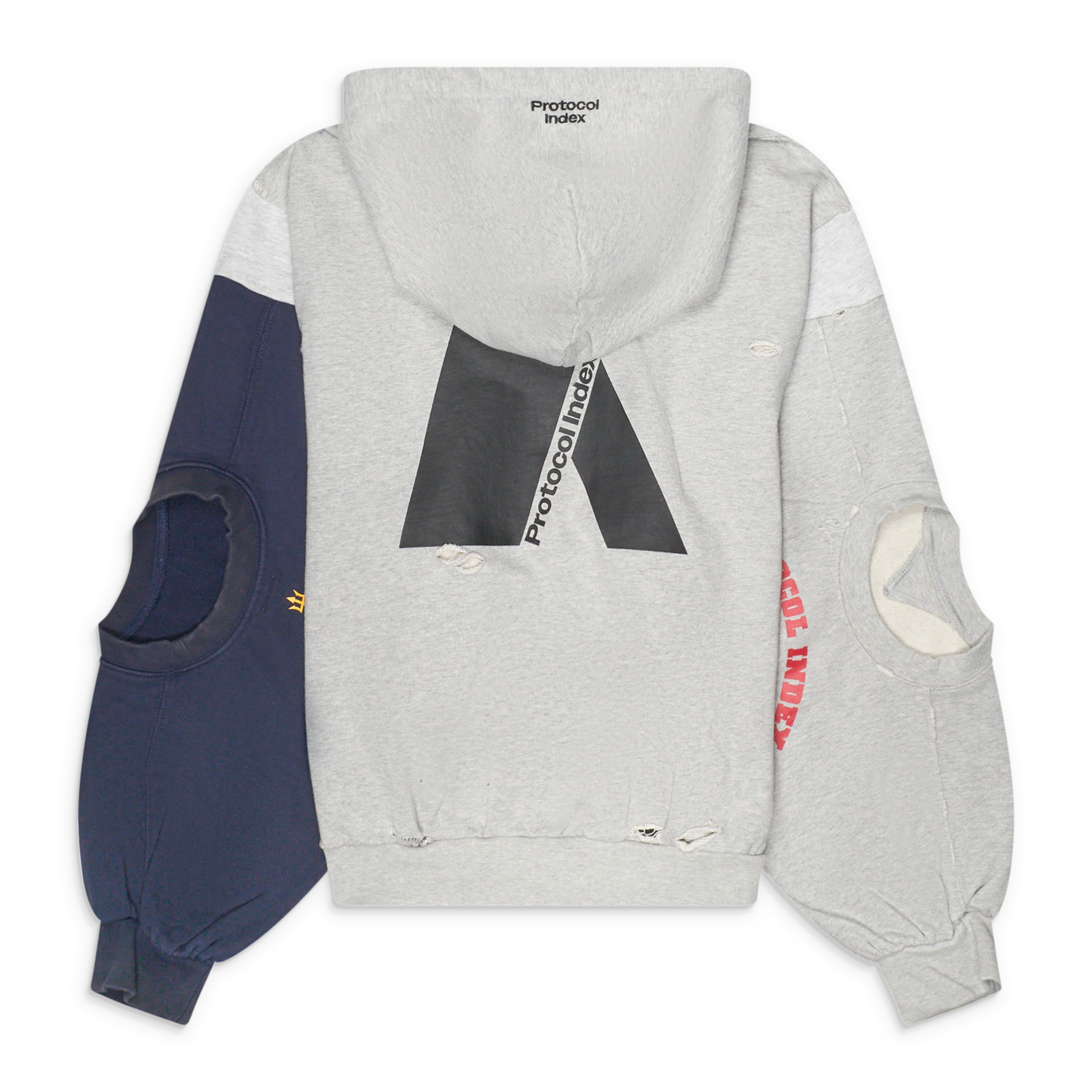 Protocol Index Reconstructed Sweatshirt Zip Hoodie Grey – ESSXNYC