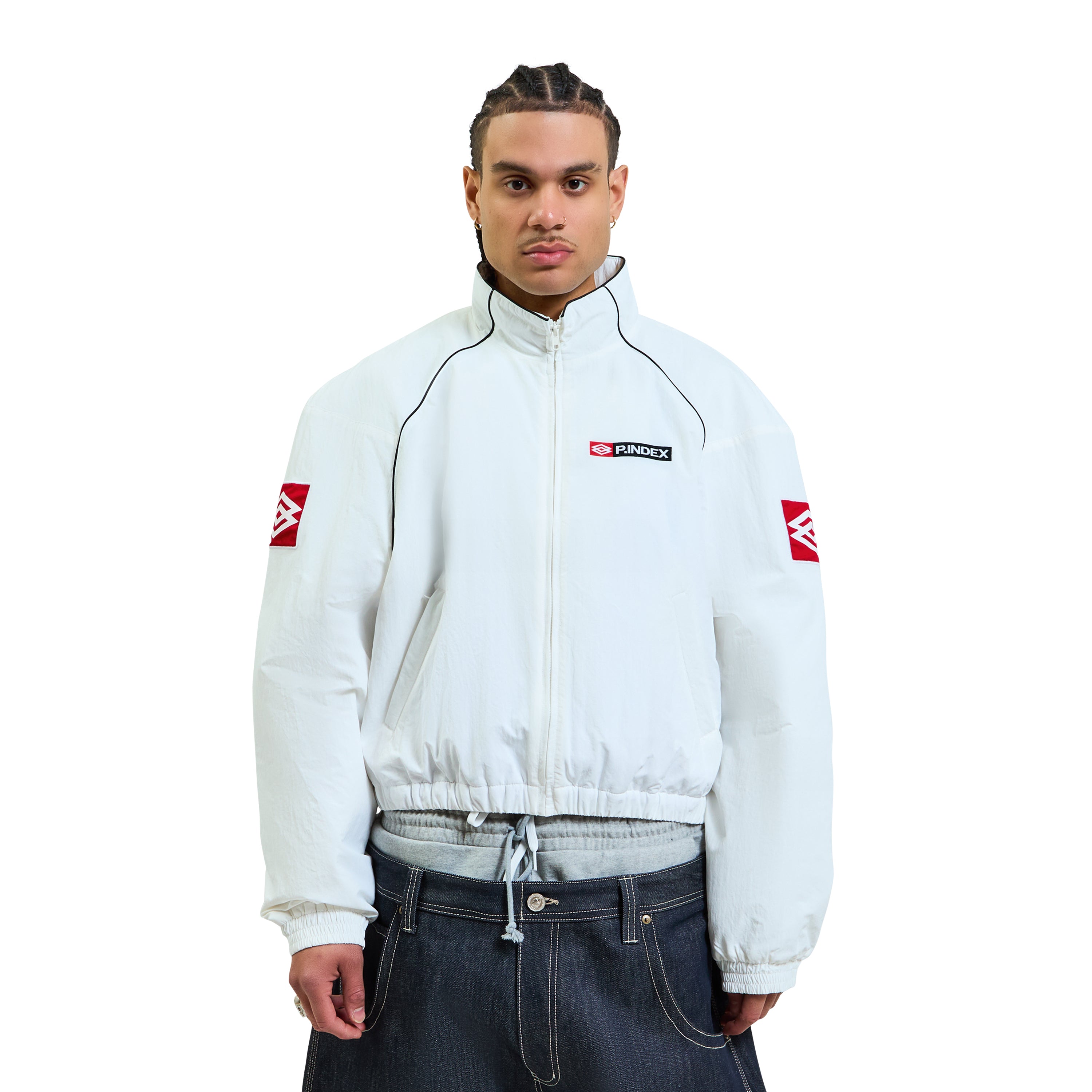 【Project GR/ Protcol Index】 Track Jacket Protocol Index Exaggerated Shoulder Track Jacket White – ESSXNYC