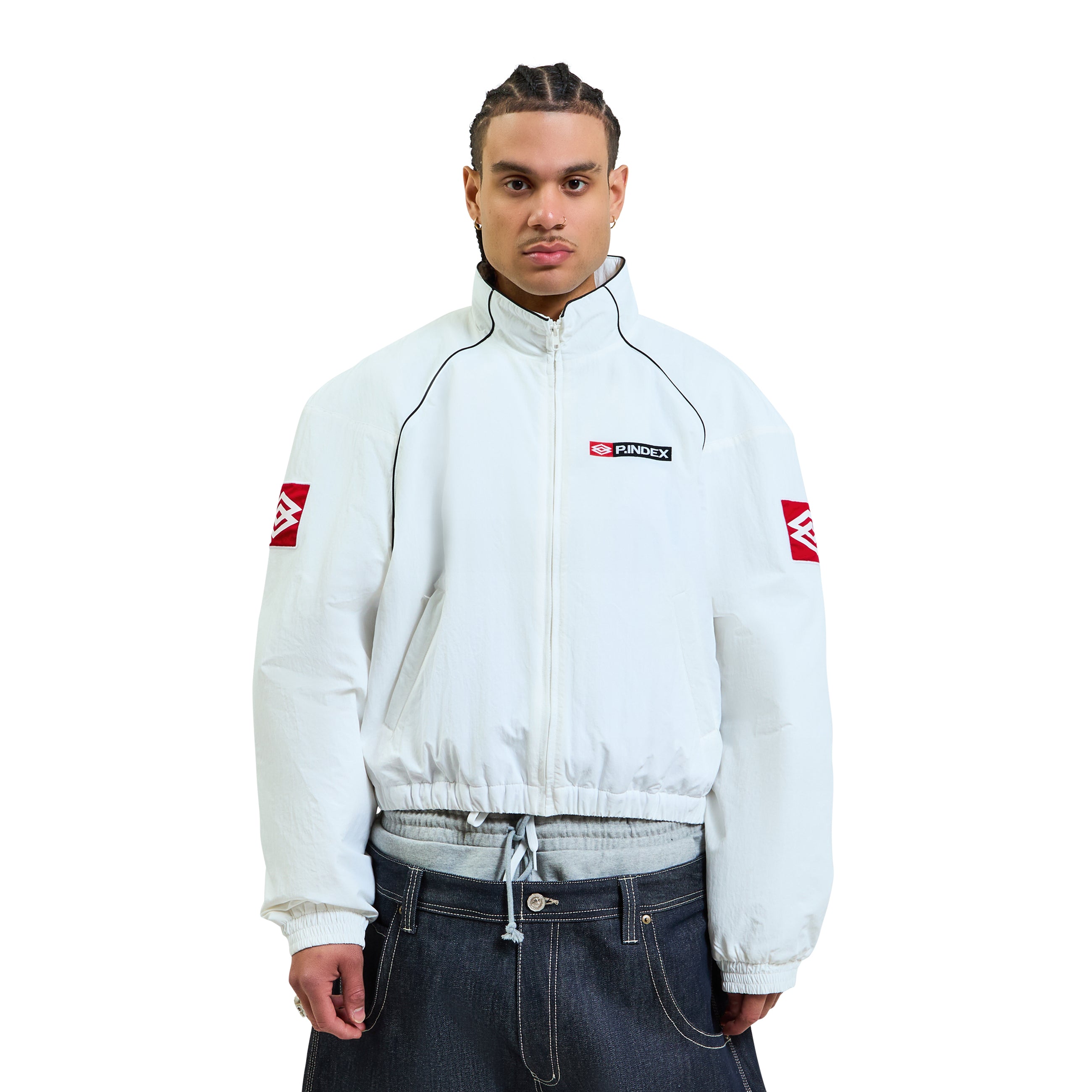 Protocol Index Exaggerated Shoulder Track Jacket White