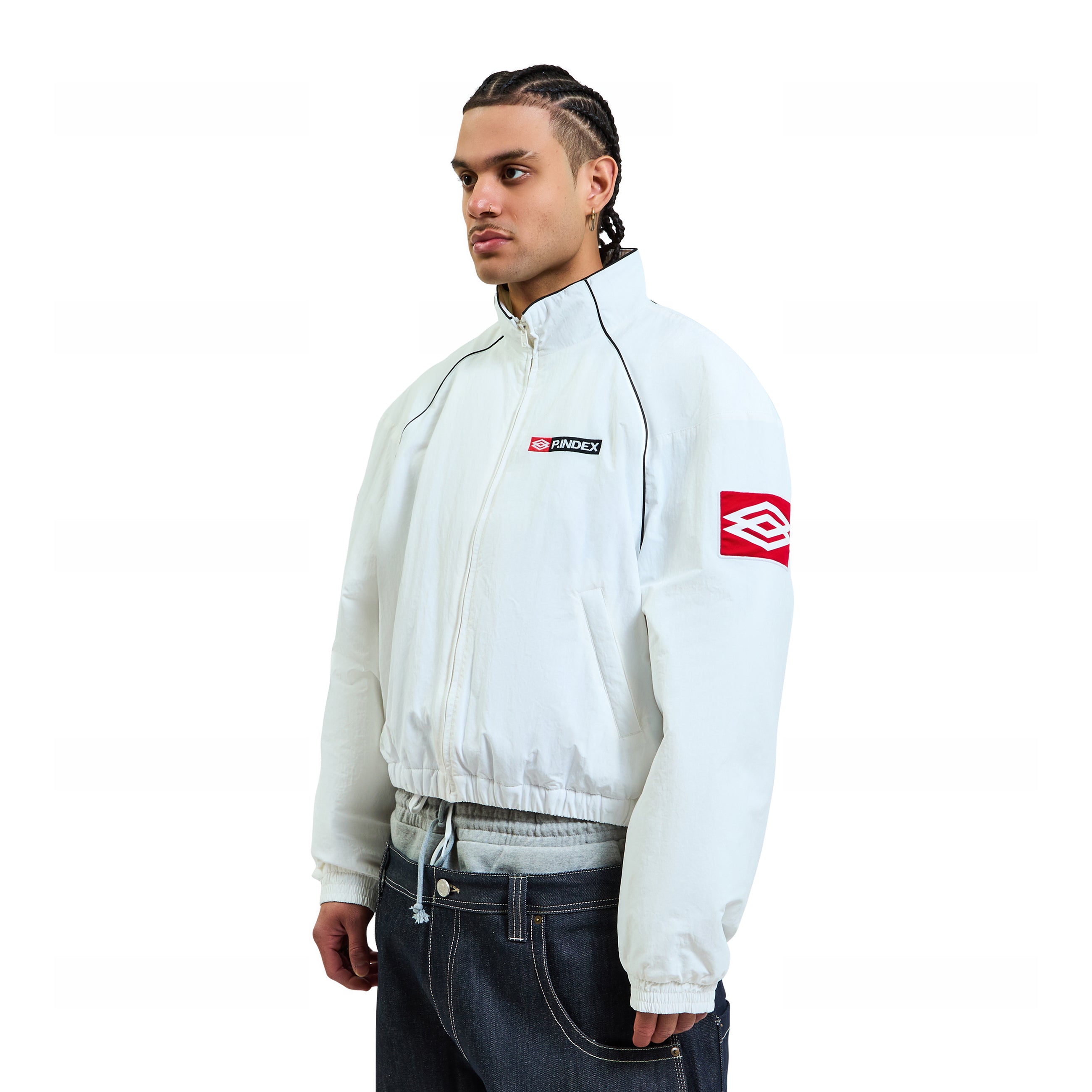Protocol Index Exaggerated Shoulder Track Jacket White